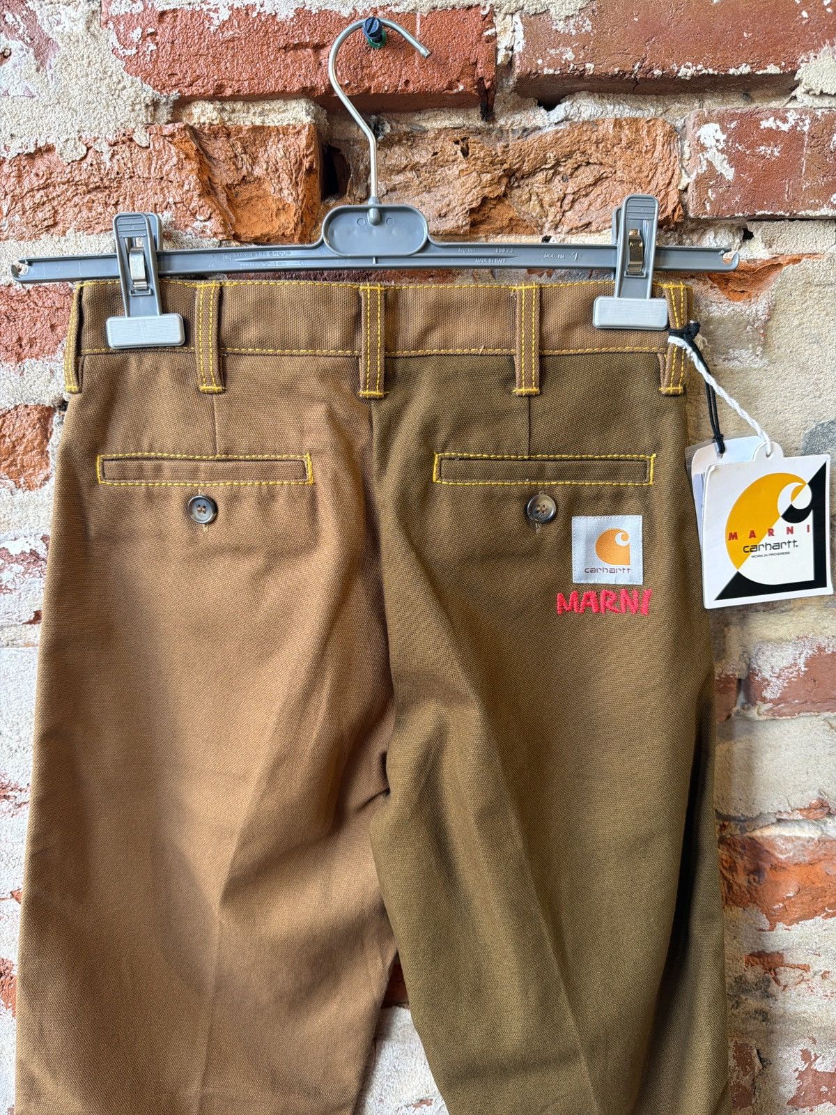 Carhartt Wip × Marni Marni x Carhartt WIP Mix Fabric Pant (Brown SZ XXS) Size US 27 - 4 Thumbnail