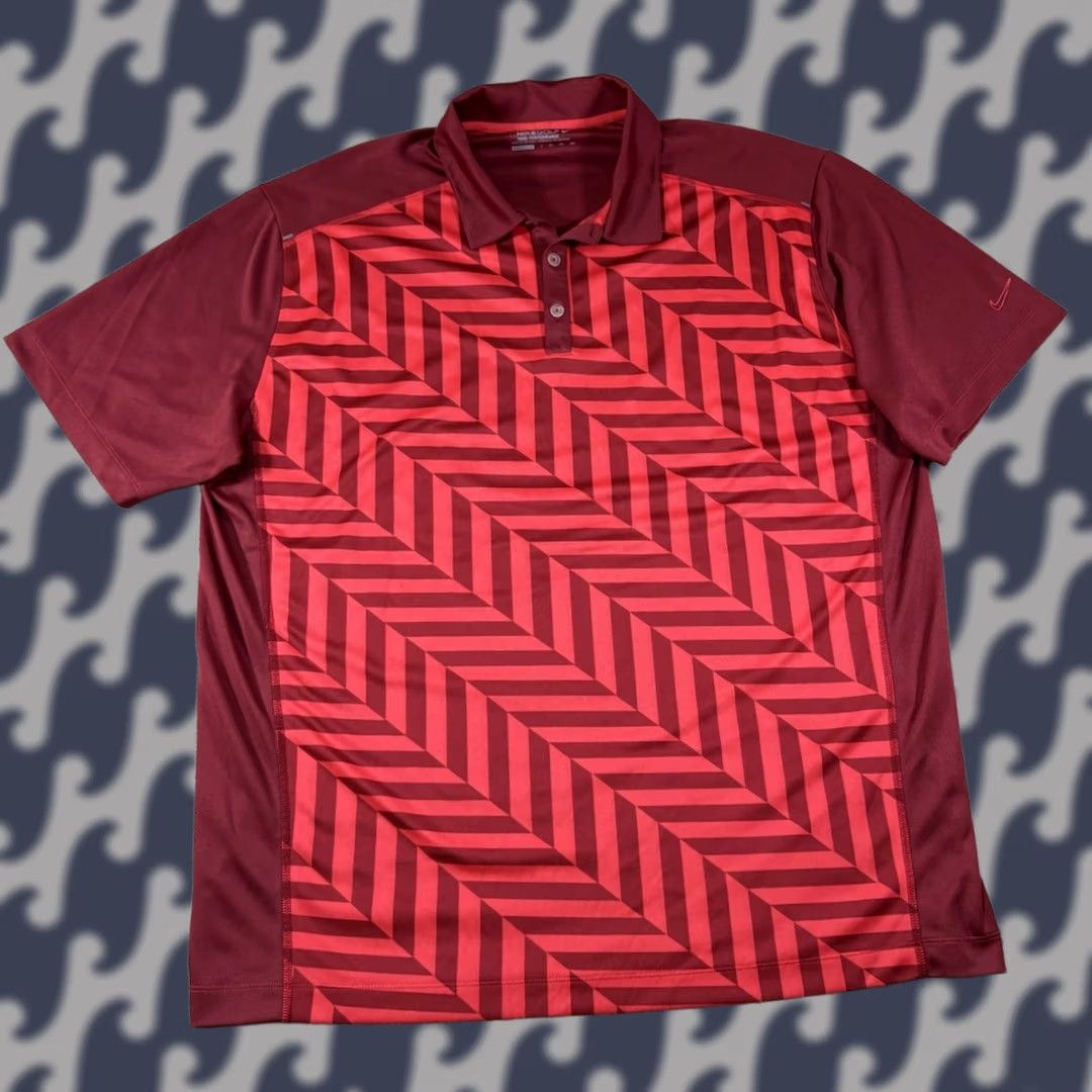 Nike Nike Golf Polo Shirt Men’s XXL Red Geometric Herringbone Dri-Fit Tour Performance Shirts Polo Shirts Shirt Mens Nike Golf Size US XXL / EU 58 / 5 - 1 Thumbnail