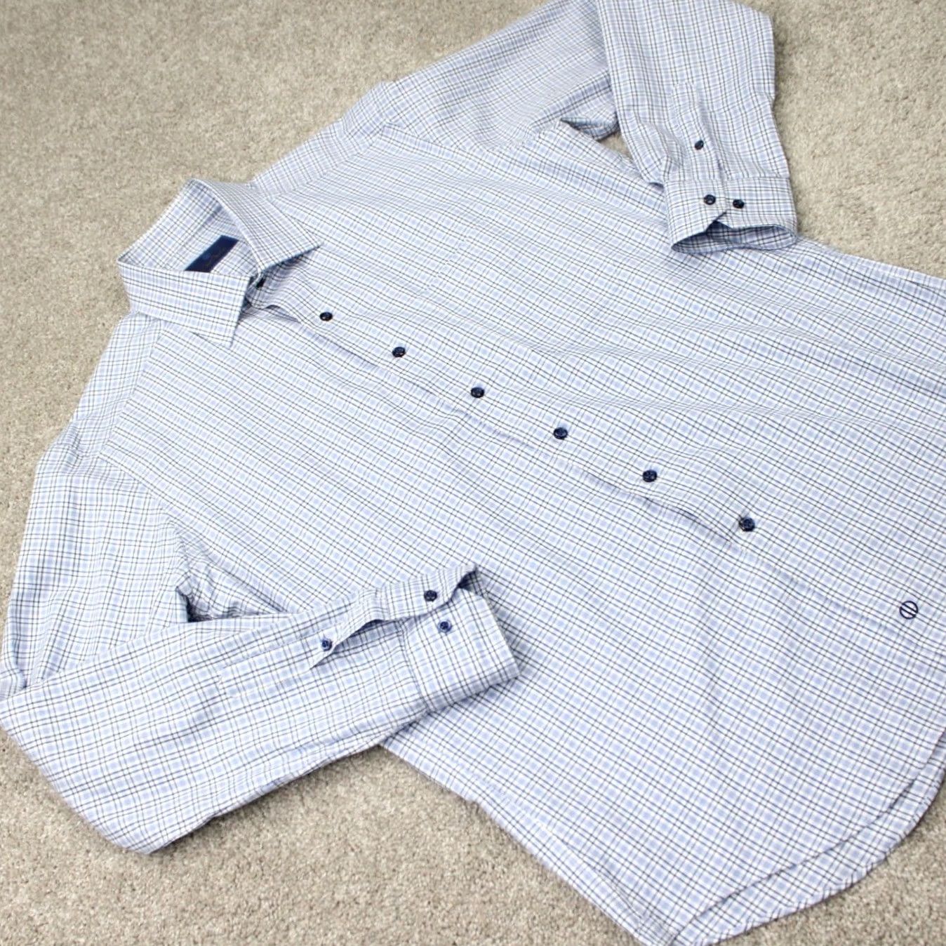 David Donahue David Donahue Shirt Mens Large Blue Plaid 100% Cotton Long Sleeve Button Up Size US L / EU 52-54 / 3 - 7 Thumbnail