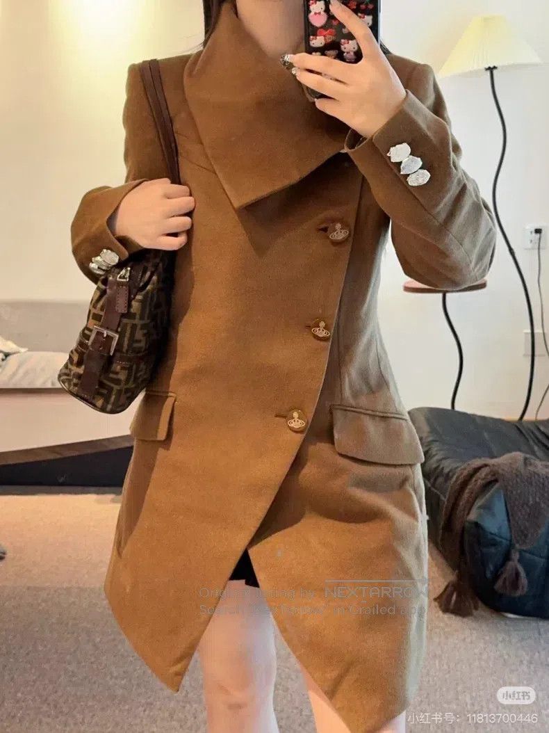 Vivienne Westwood Vivienne Westwood Camel Asymmetrical Wool Coat Size M / US 6-8 / IT 42-44 - 1 Thumbnail