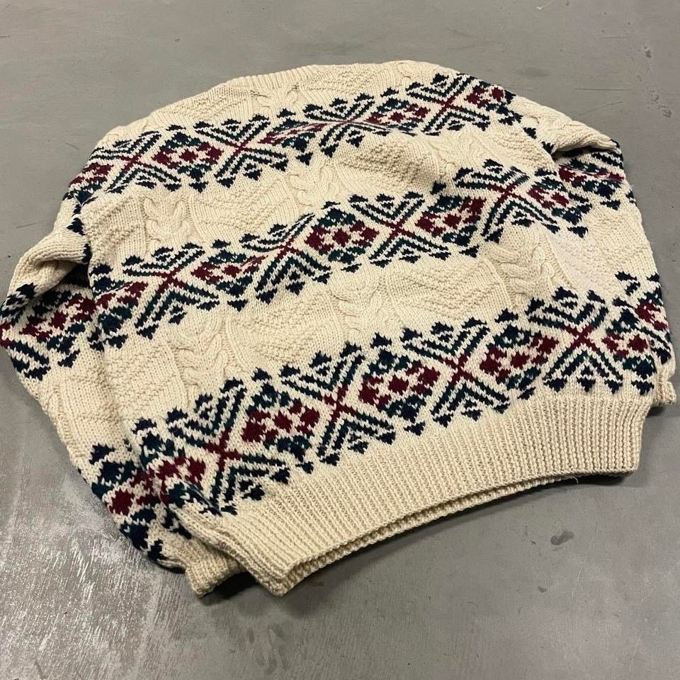 Vintage vintage striped patterned cable knit sweater Size US XL / EU 56 / 4 - 2 Thumbnail