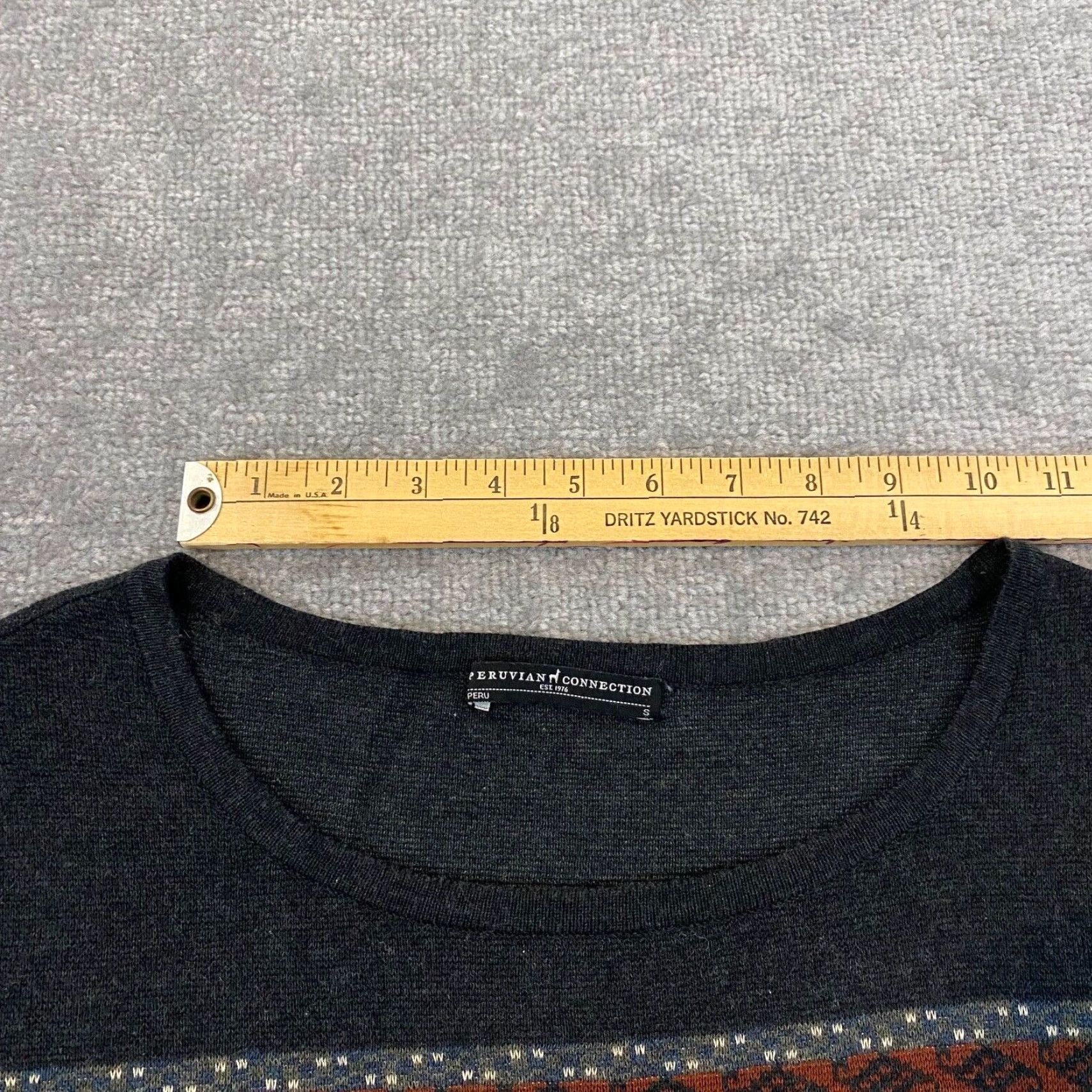 Vintage PERUVIAN CONNECTION Shirt Womens Small Charcoal Gray Aztec Pima Size S / US 4 / IT 40 - 5 Thumbnail