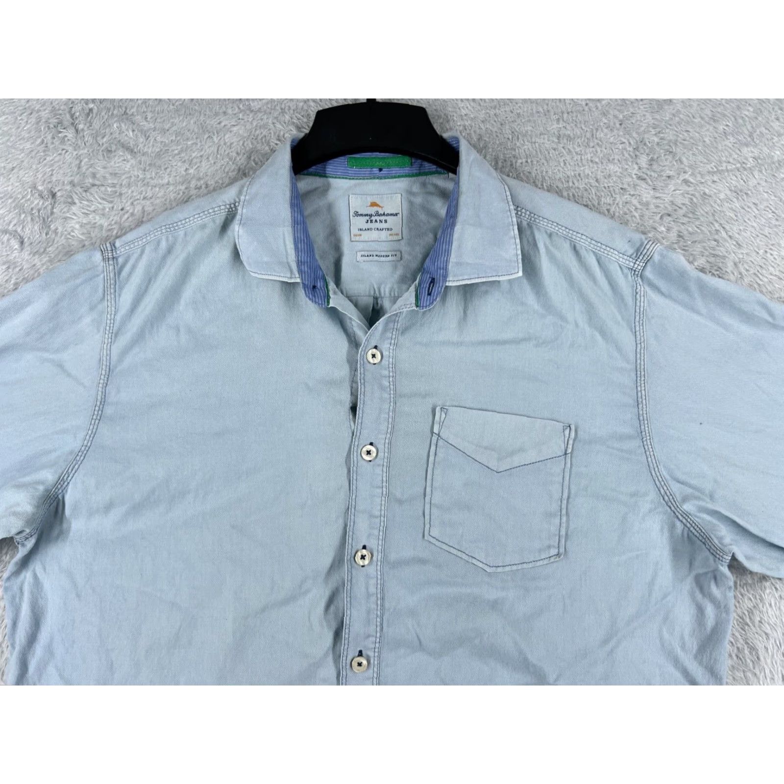 Tommy Bahama Tommy Bahama Shirt Men XL Blue Long Sleeve Twill Button-Up Pocket Aloha Resort Size US XL / EU 56 / 4 - 4 Thumbnail