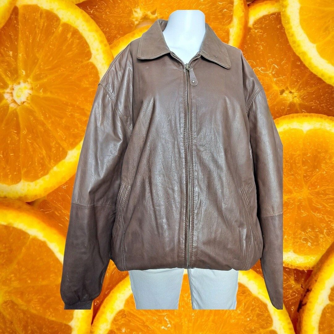 Other St. John's Bay Leather Bomber Jacket Full Zip Brown XL Size US XL / EU 56 / 4 - 1 Thumbnail