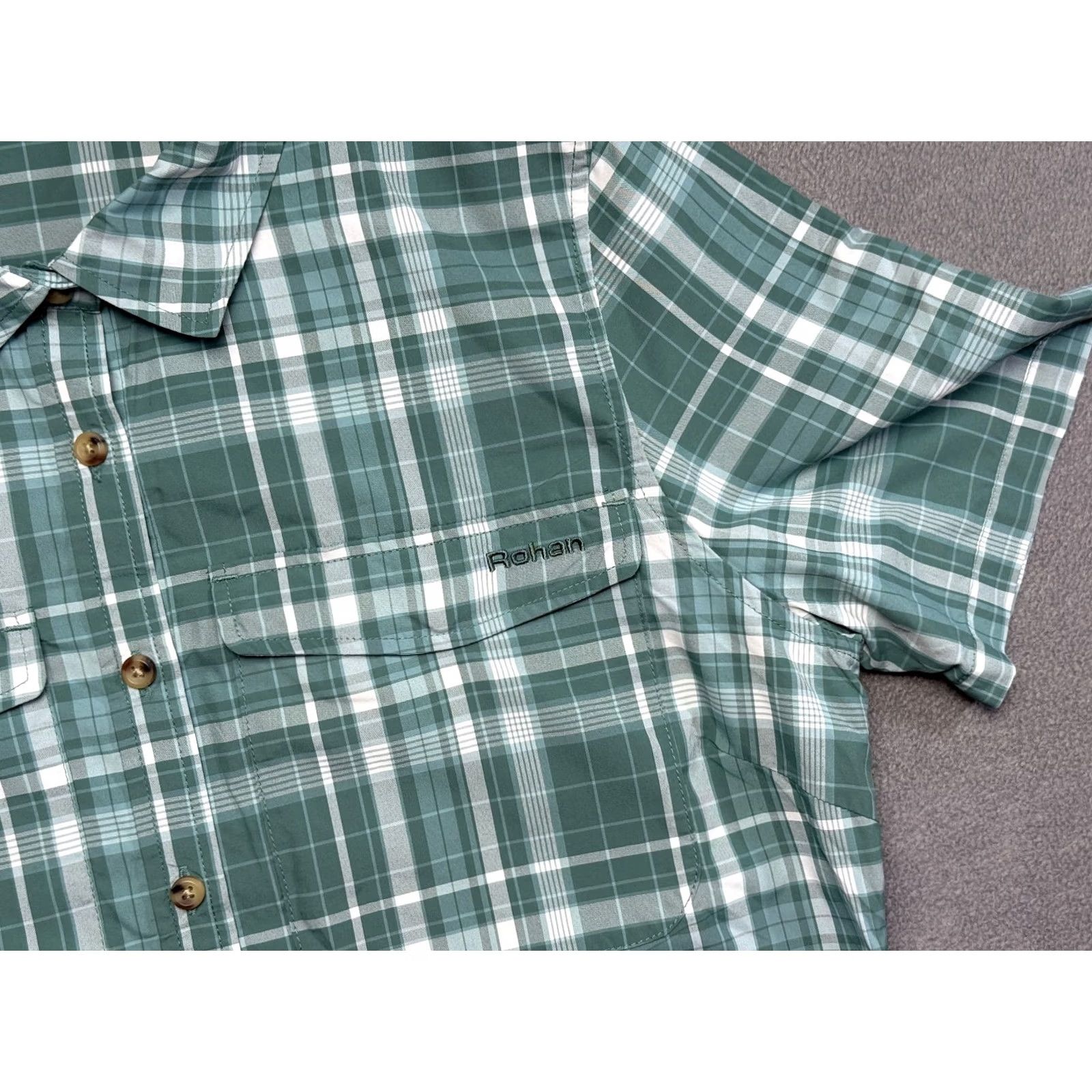 Vintage Rohan Green Button-Up Shirt Womens size 12 Short Sleeve Outdoor Hiking, Collared, Regular Size XL / US 12-14 / IT 48-50 - 4 Thumbnail