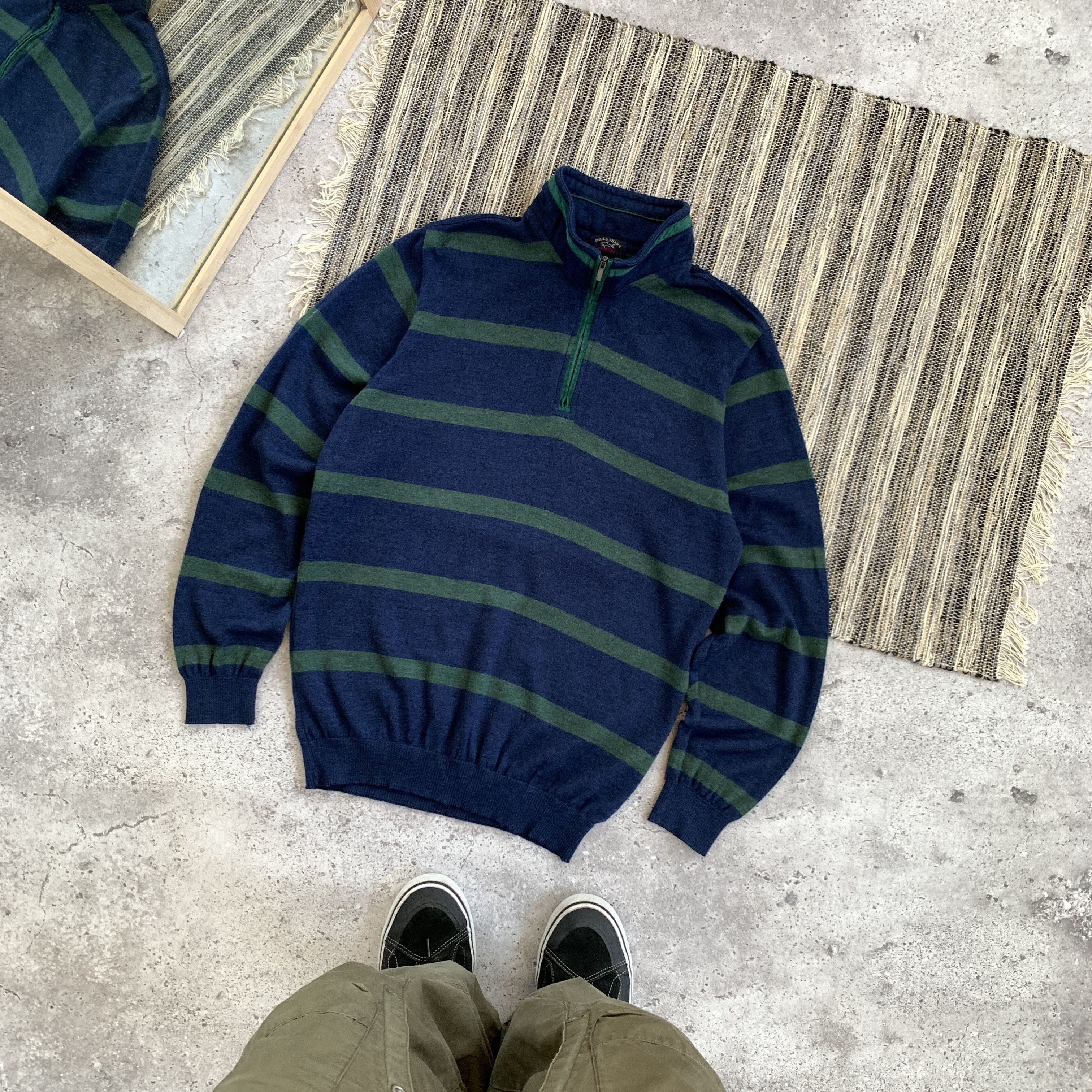Paul & Shark Vintage Paul & Shark Striped 1/4 Zip Wool Knit Sweater Size US L / EU 52-54 / 3 - 1 Thumbnail