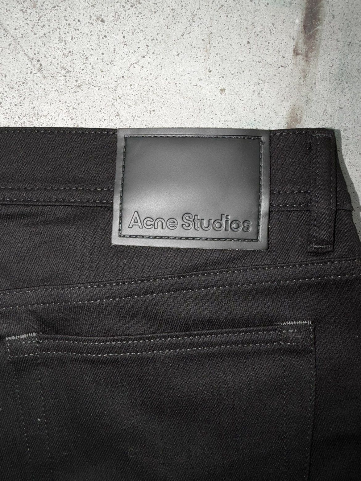 Acne Studios North Stay Black Leather Patch Denim Jeams Size US 34 / EU 50 - 3 Thumbnail