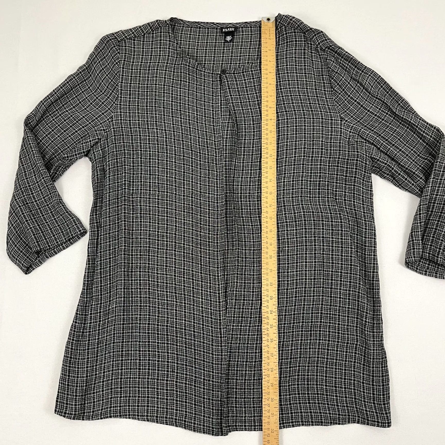 Eileen Fisher Eileen Fisher Blouse Tunic Lagenlook Large Black Gray Open Front Cardigan Womens Type: Blouse Size L / US 10 / IT 46 - 4 Thumbnail