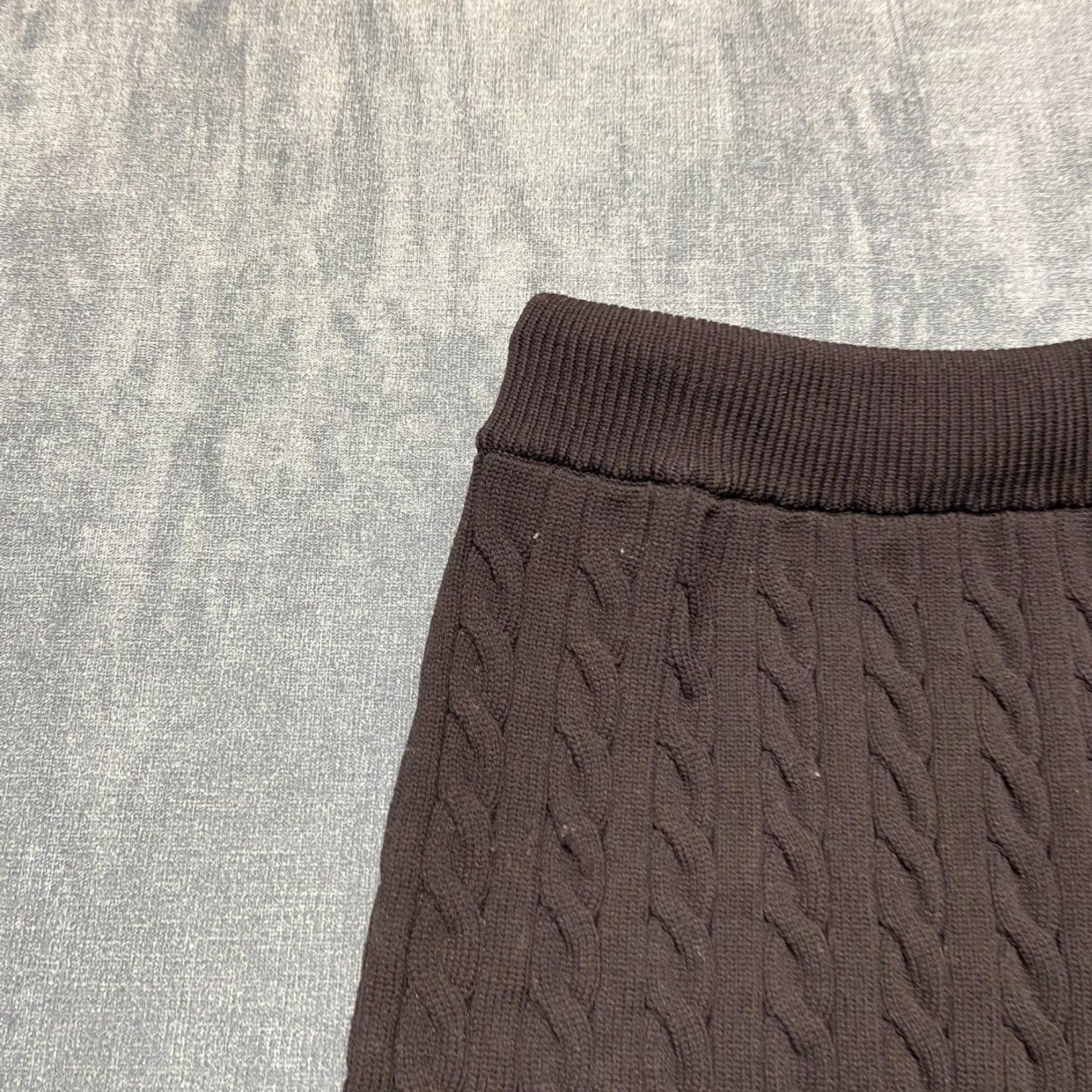 Alexander Wang Alexanderwang A Line SKirt Womens 23W Black Cable Knit Knee Length Elastic Waist Size 40" / US 18 - 4 Thumbnail