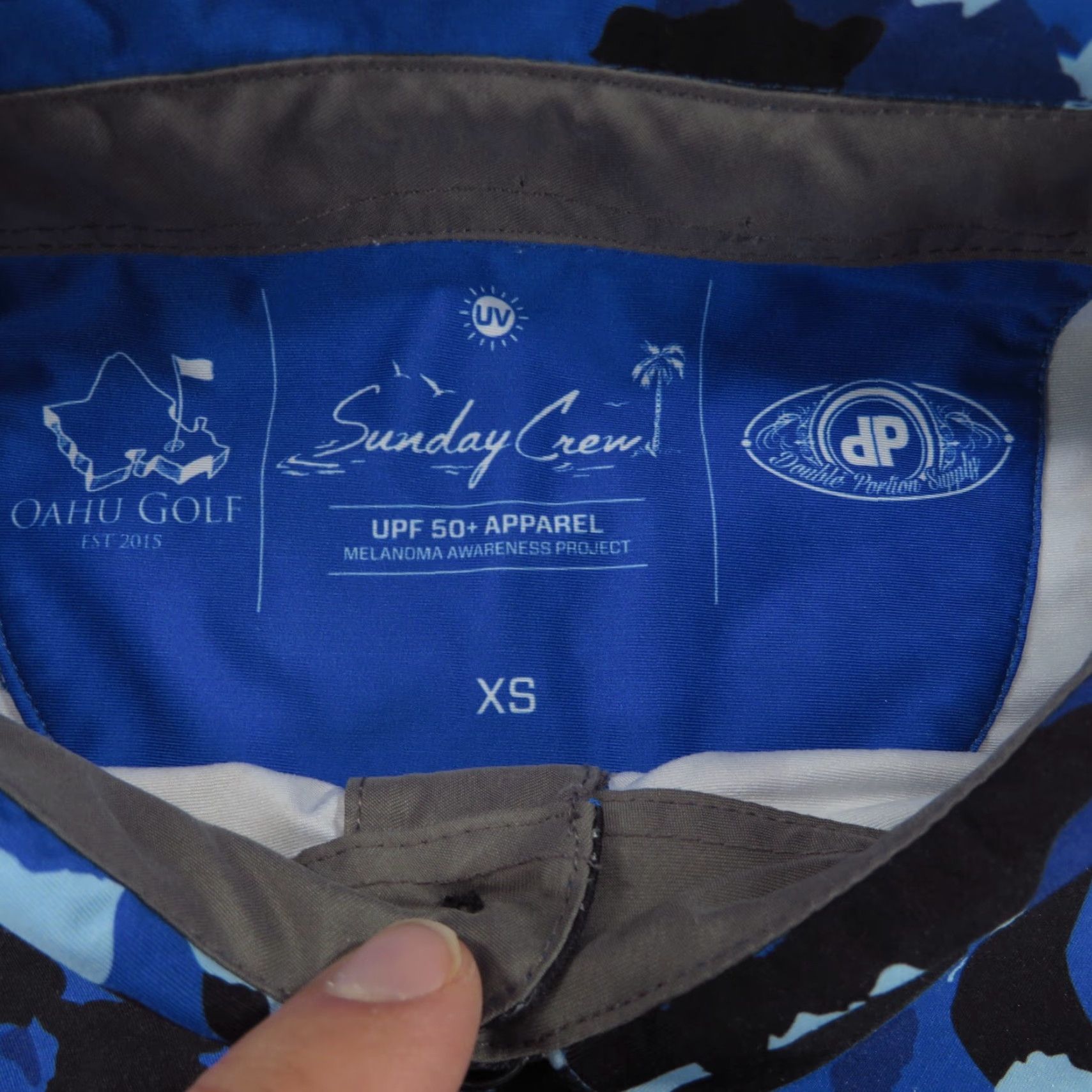 Vintage Sunday Crew Polo Shirt Mens XS Blue Camouflage Performance Golf USA Made Camo Polo Size US XS / EU 42 / 0 - 4 Thumbnail