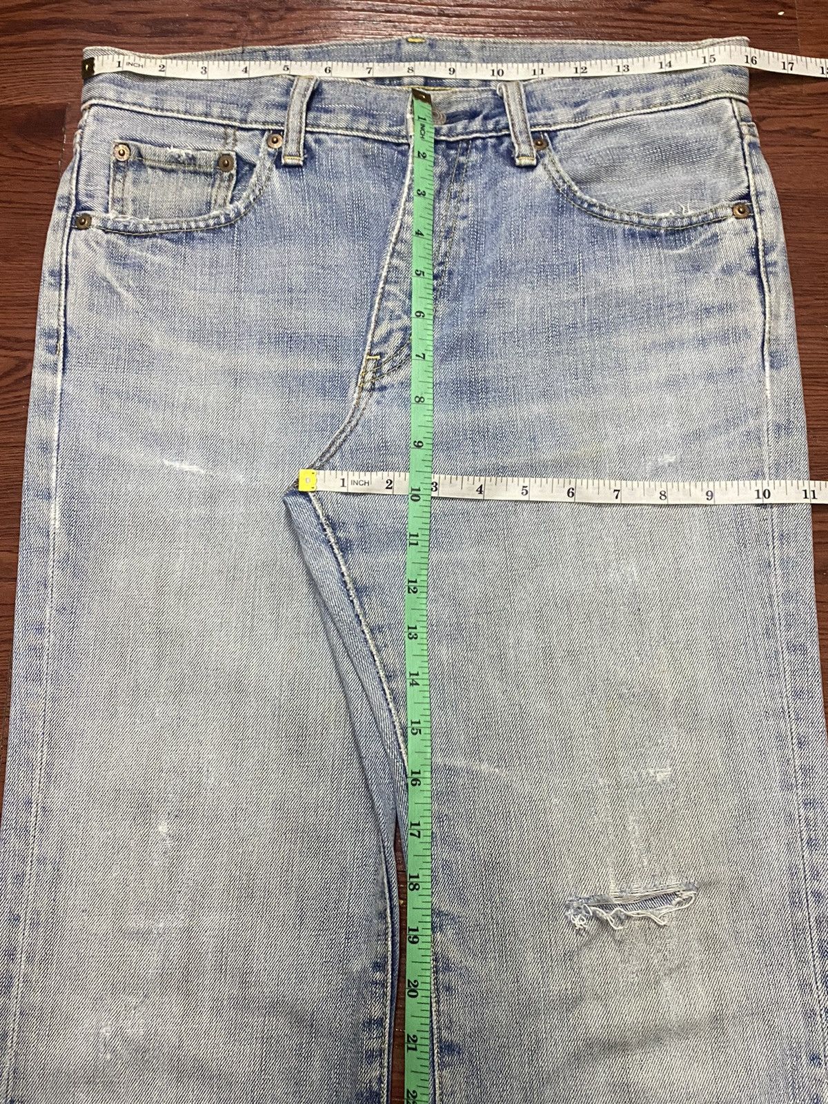 Japanese Brand Vintage Uniqlo Faded Wash Distressed Flare Style Jeans Size US 32 / EU 48 - 12 Thumbnail