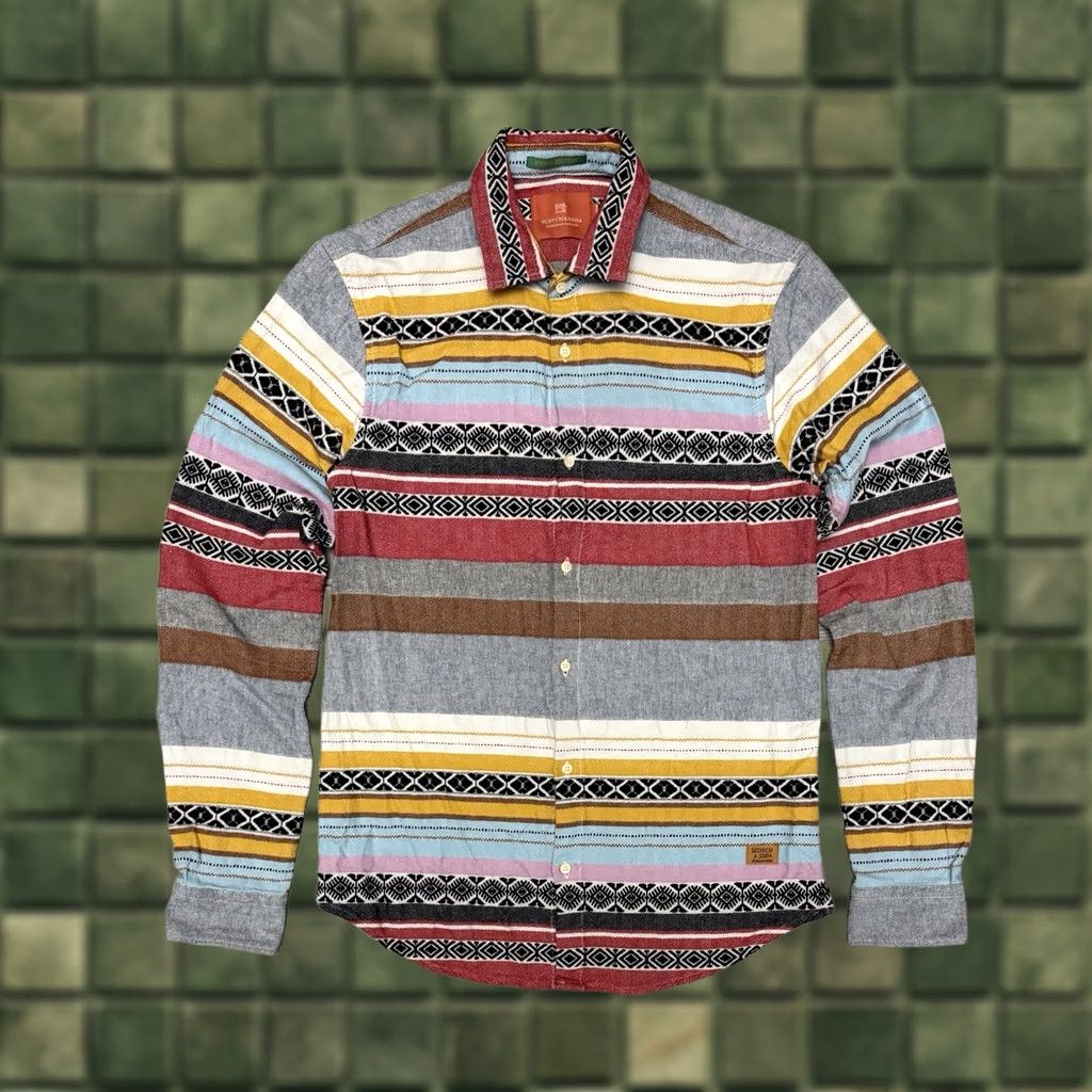 Scotch & Soda Scotch & Soda Mens Shirt Striped Cotton Multicolor Multicolor Colorful Long Sleeve S Small Regular Mens Shirt Size US S / EU 44-46 / 1 - 1 Thumbnail