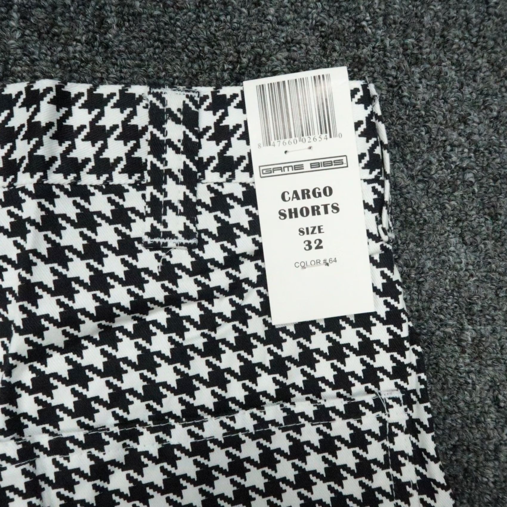 Vintage Game Bibs Shorts Mens 32 Black Houndstooth Cargo Fan Wear Tailgate Cargo Han﻿ds Mens Size US 32 / EU 48 - 6 Thumbnail