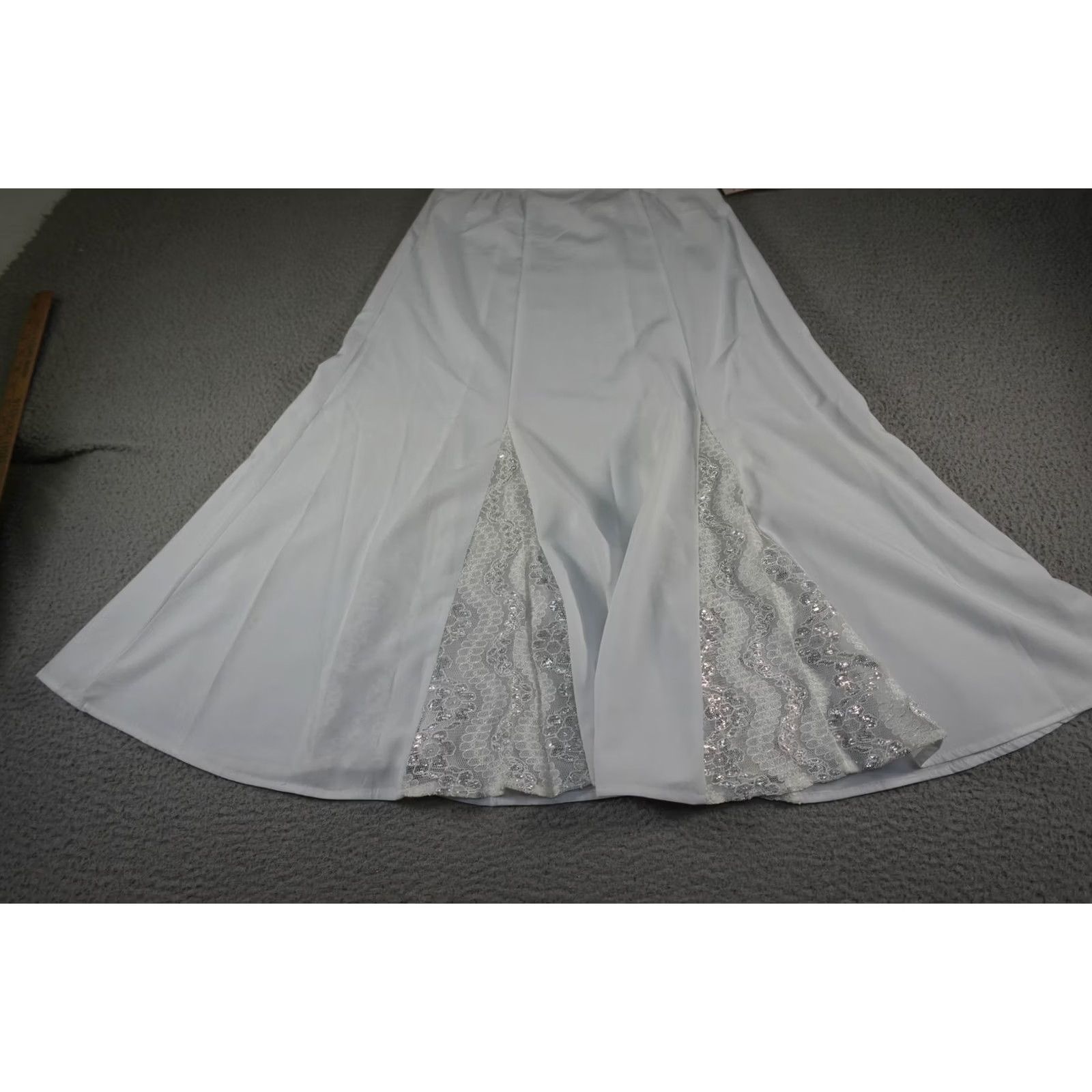 Vintage VINTAGE 1849 Authentic Ranchwear Skirt Womens Small White Sequin Lace Cowboy Maxi Long Elastic Waist Pull On - 90s Style Size 28" / US 6 / IT 42 - 4 Thumbnail