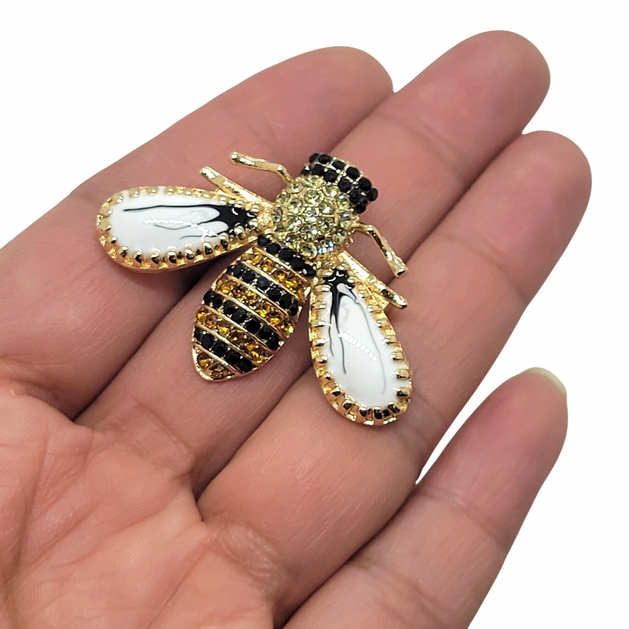 Other ✨Elegant Vintage Style Gold Bee Pin with Yellow Rhinestones Size ONE SIZE - 2 Thumbnail