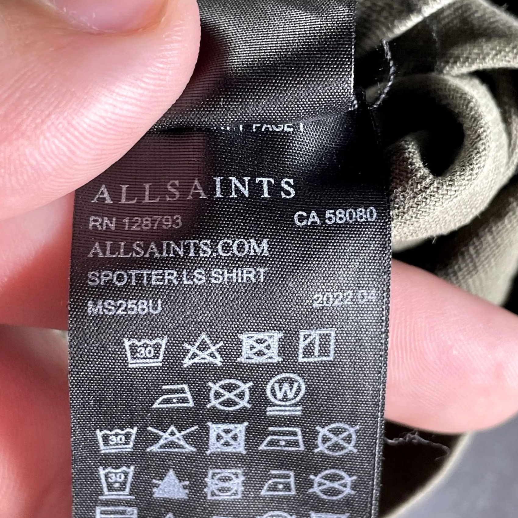 Allsaints AllSaints Spotter LS Shirt Mens Large Green Twill Button Up Utility Overshirt Size US L / EU 52-54 / 3 - 6 Thumbnail