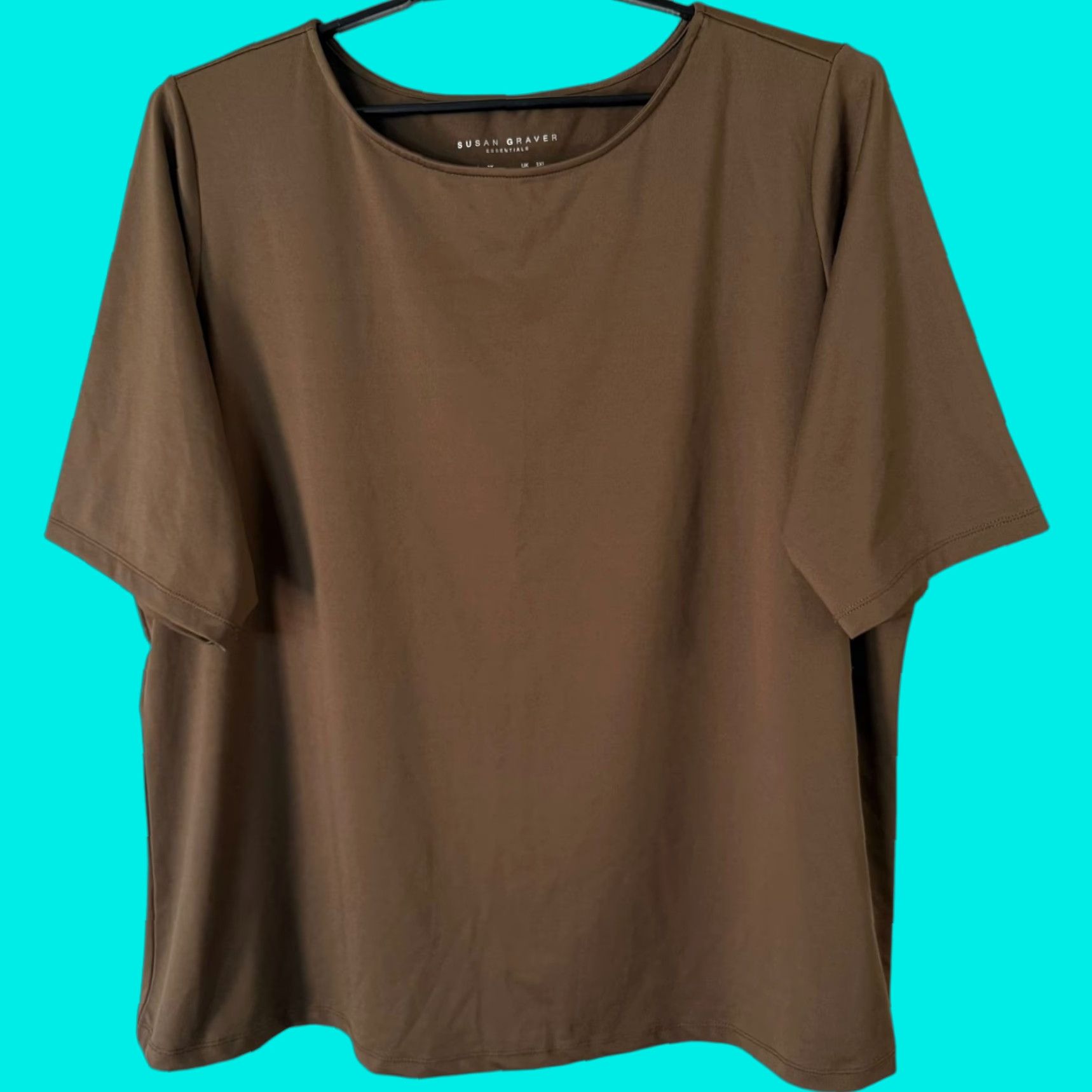 Vintage Susan Graver Essential Butterknit Elbow Sleeve Bateau Neck Top Women's 2X Brown Size XXL / US 16-18 / IT 52-54 - 1 Thumbnail
