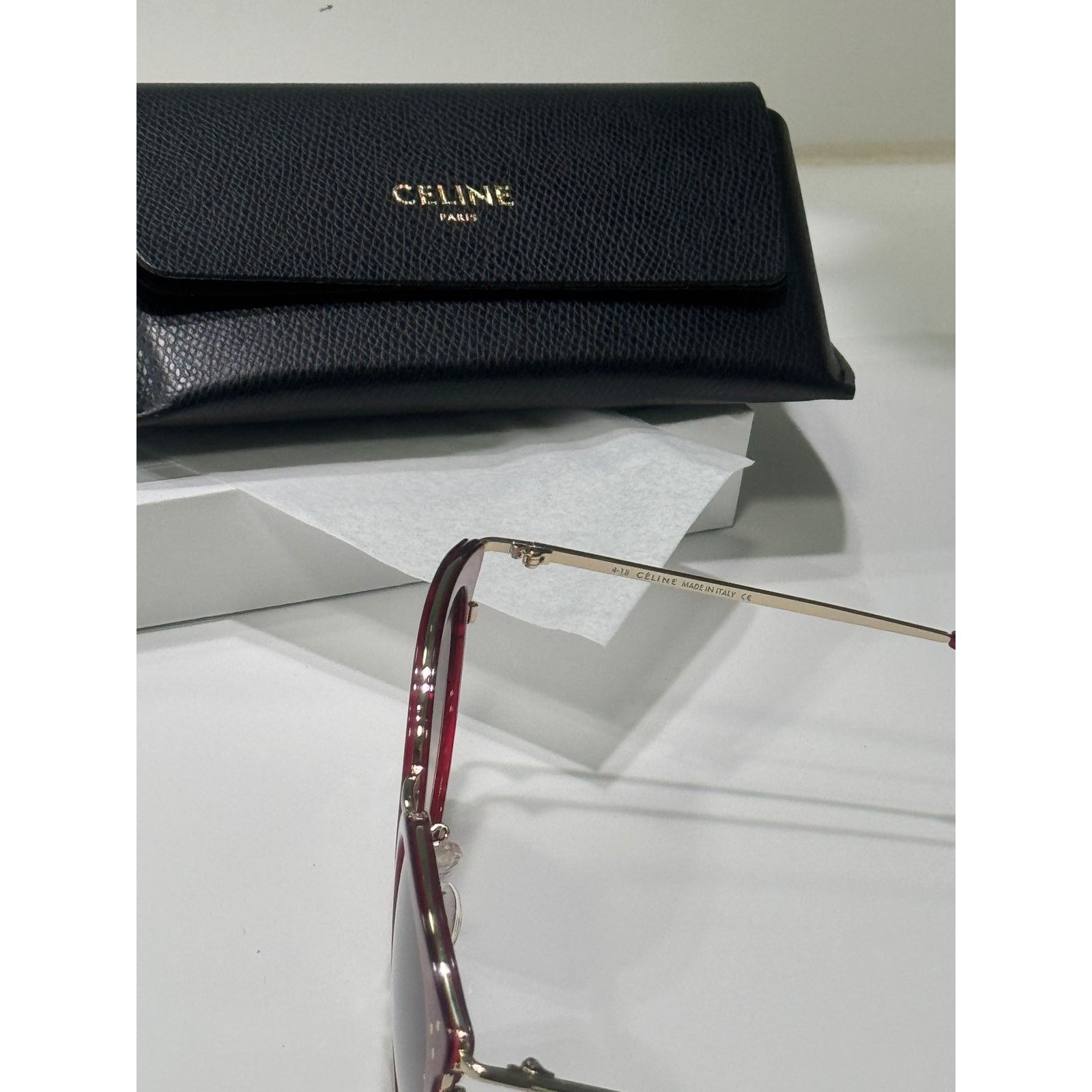 Celine CELINE 56mm Round Sunglasses Red Shiny Red Size ONE SIZE - 6 Thumbnail