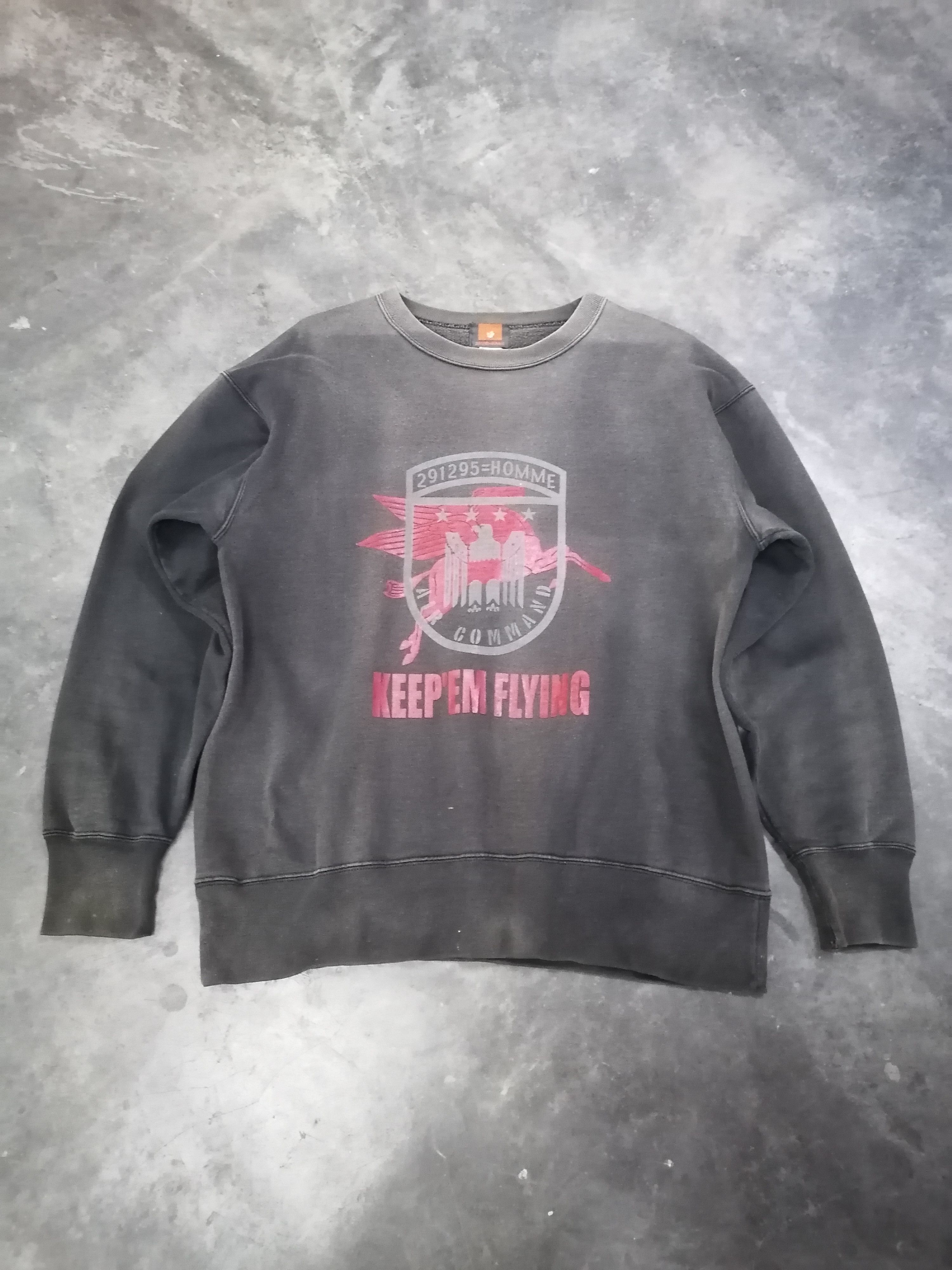 Japanese Brand Trashed Faded Vintage 291295=HOMME Command Sweatshirt Size US L / EU 52-54 / 3 - 1 Thumbnail