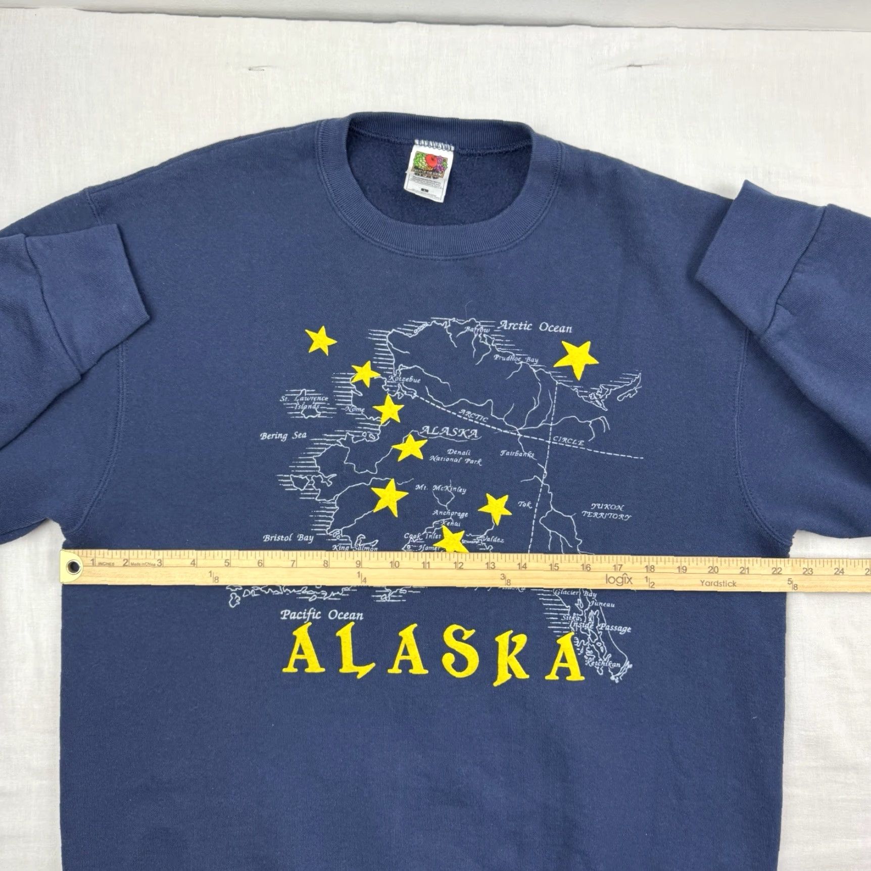 Fruit Of The Loom VINTAGE Alaska Map Sweatshirt Men L Blue Cotton Polyester Crew Neck USA 90s Nature Constellation Fruit of the Loom Pullover Crewneck Size US L / EU 52-54 / 3 - 7 Thumbnail