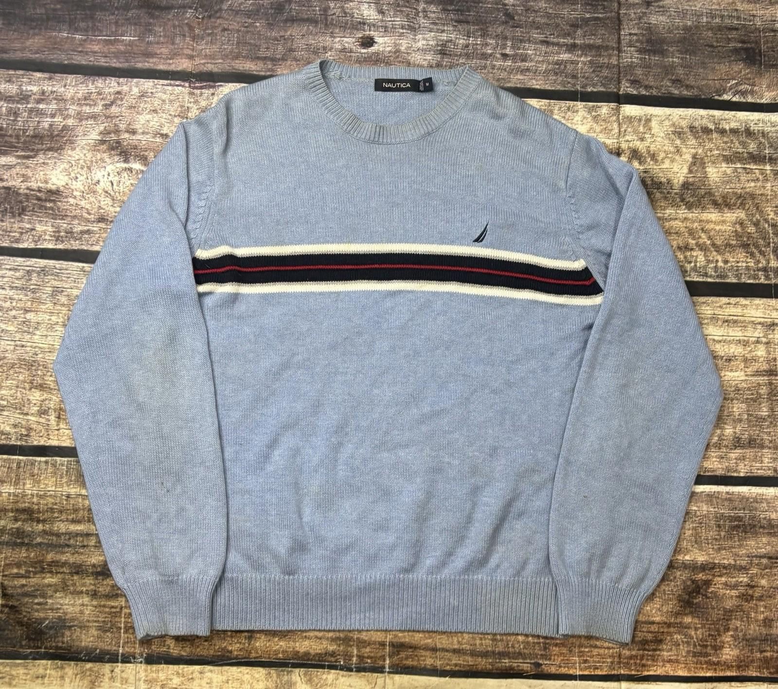 Nautica VTG Nautica Sweater Mens Medium Blue Striped Knit Cotton Y2K Size US M / EU 48-50 / 2 - 1 Thumbnail