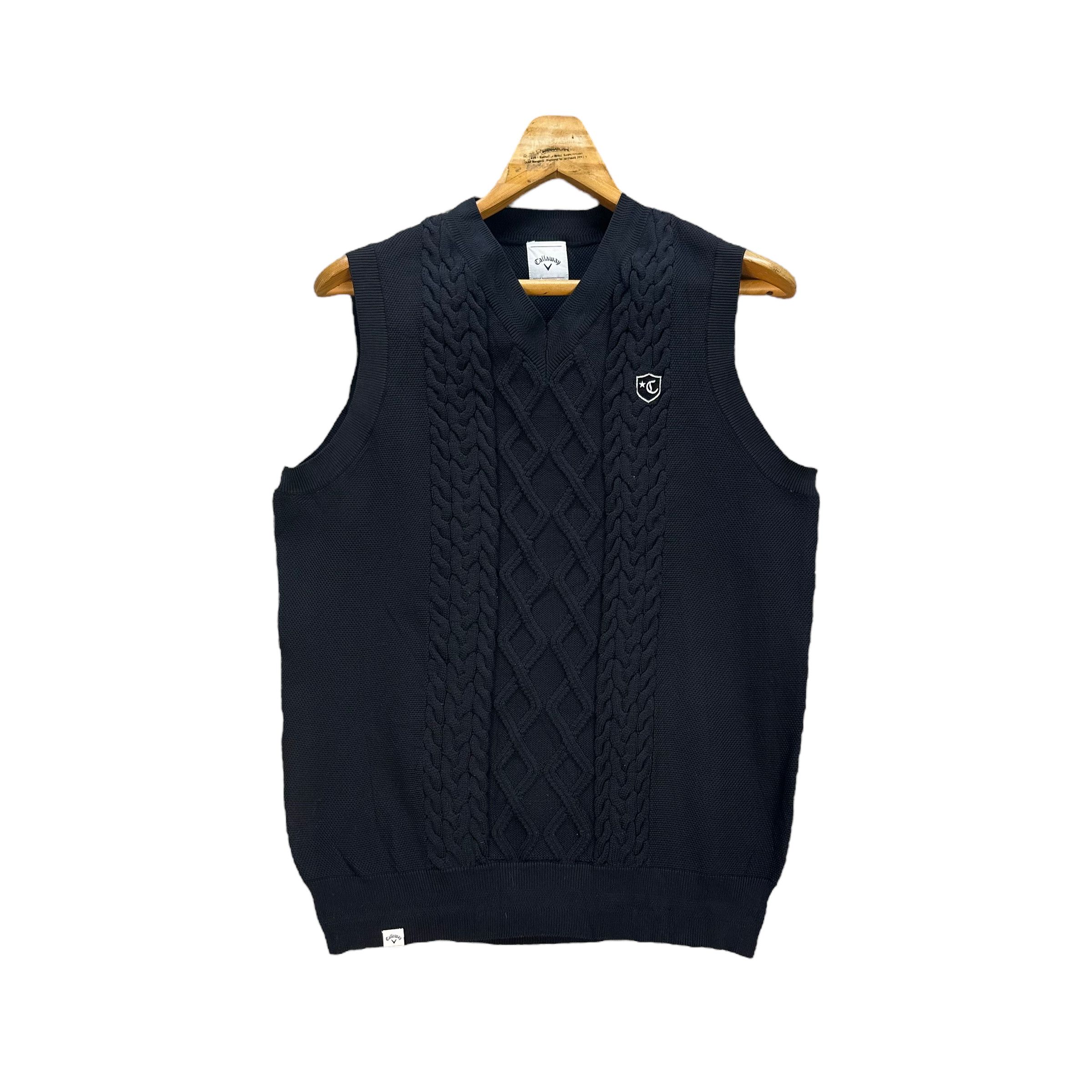 image of Callaway Abstract Design Sleeveless Sweater 8430-008 in Black, Men's (Size Large)
