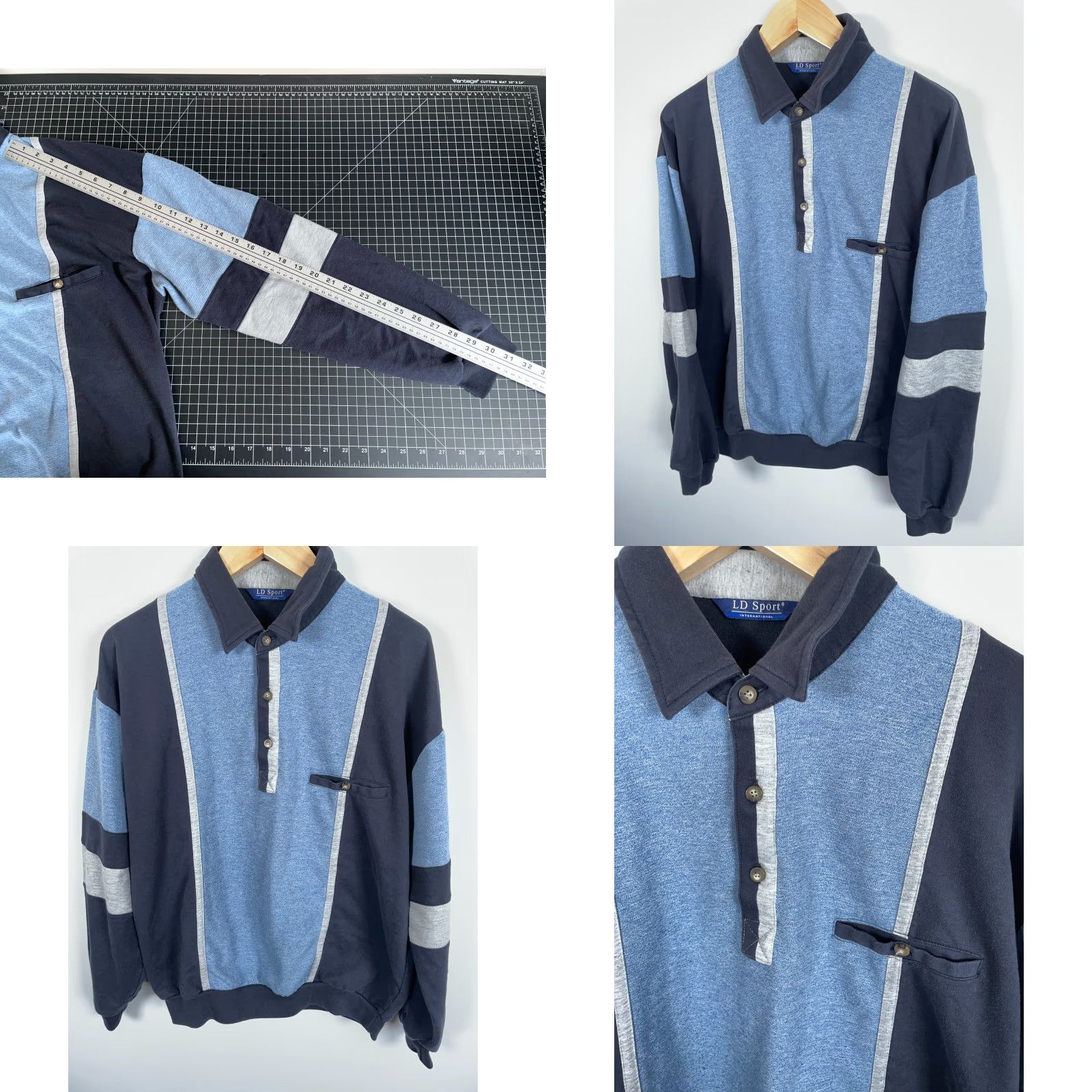 Vintage VINTAGE LD Sport International Polo Shirt Mens 2XL XL Striped Long Sleeve Beige Blue 90s 80s Dad Retro Heavyweight Casual Shirt Size US XL / EU 56 / 4 - 8 Thumbnail