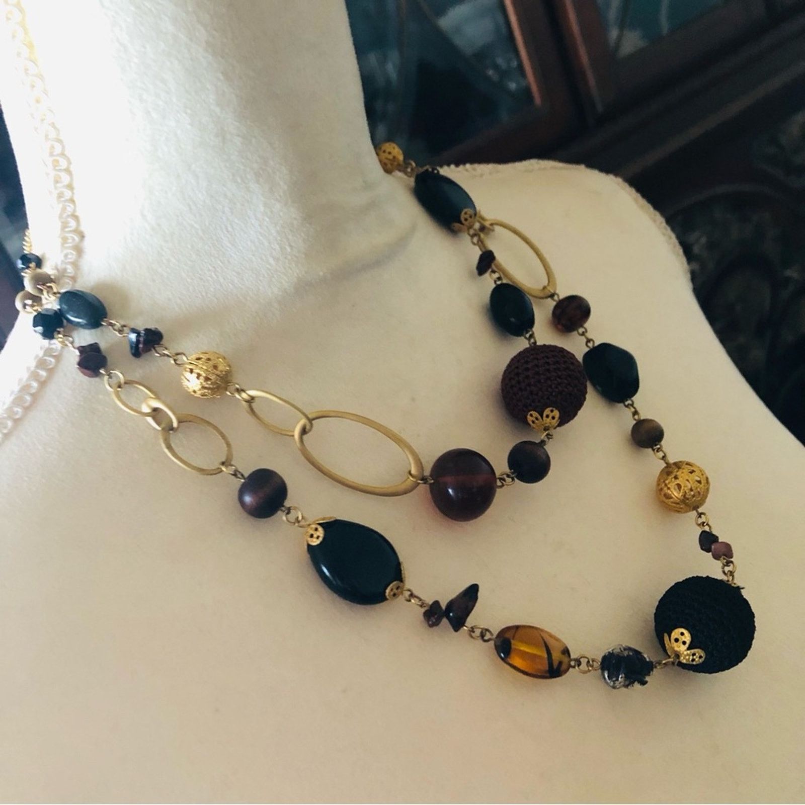 Vintage Vintage 80s double strand matte gold tone necklace Size ONE SIZE - 3 Thumbnail