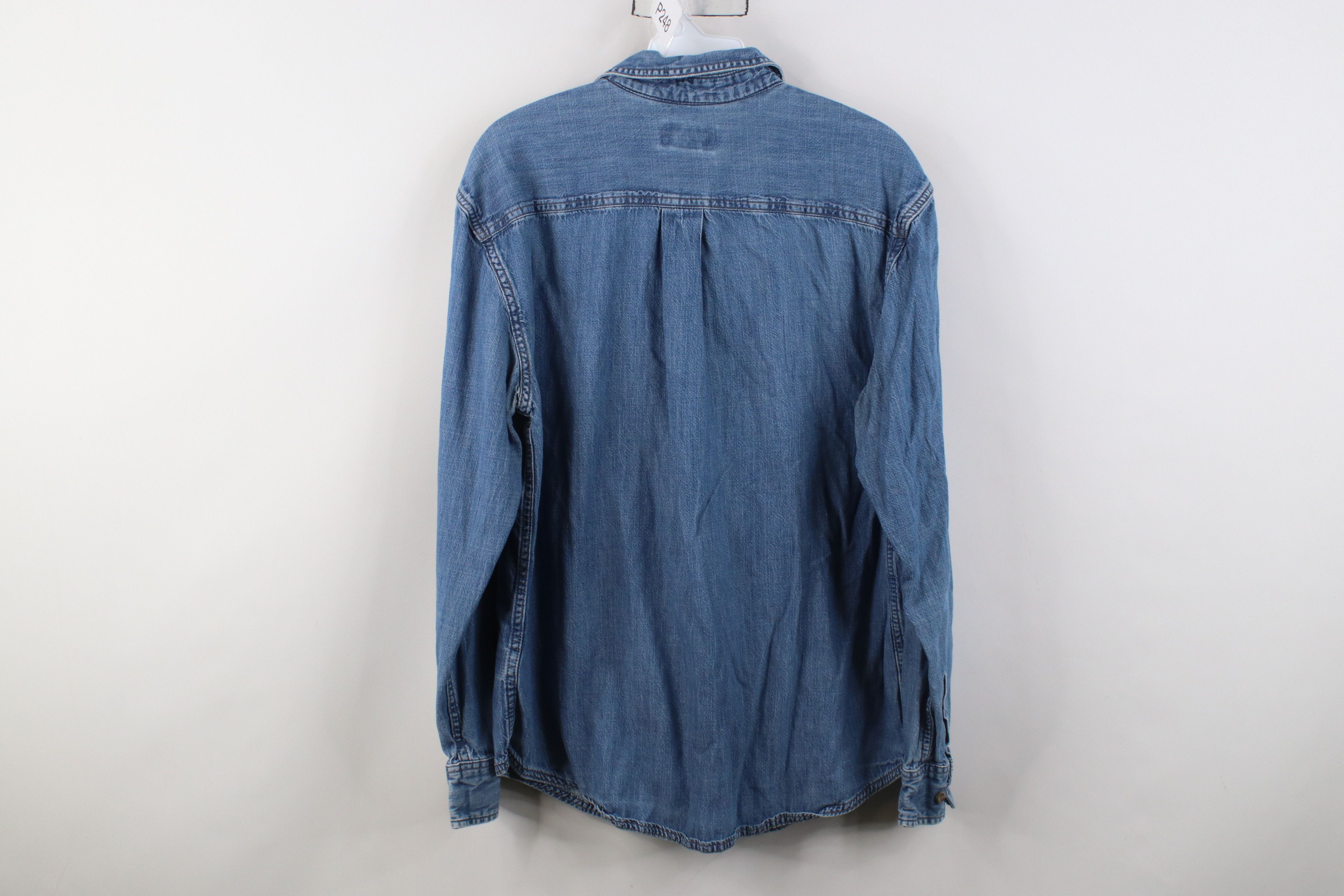 Vintage Vintage 90s Streetwear Collared Denim Jean Button Shirt Size US S / EU 44-46 / 1 - 12 Thumbnail