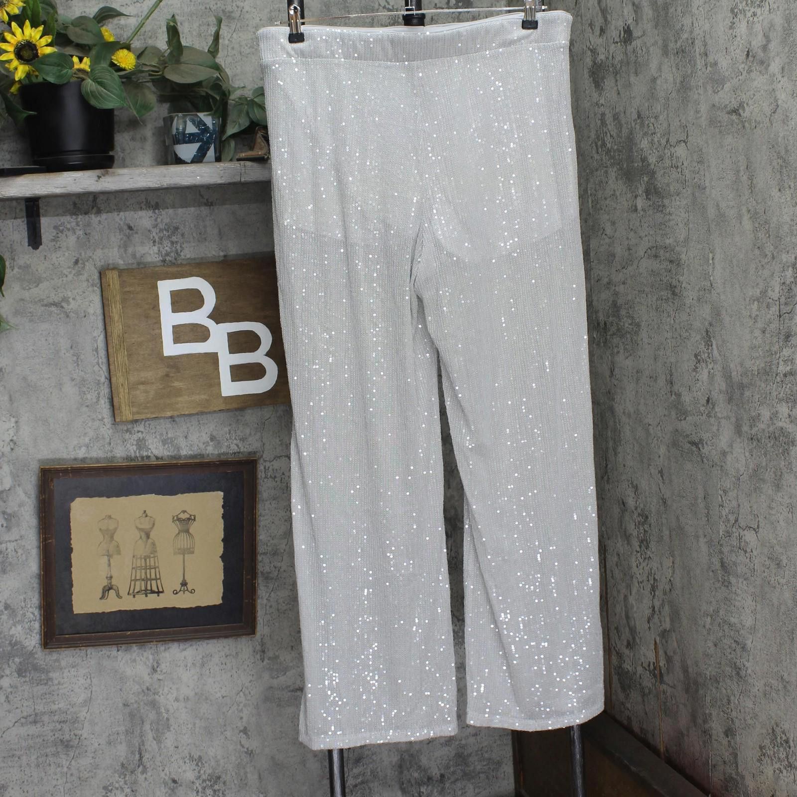 Designer Nwt Wild Fable Leg Holiday Sequin Pants 91904445 Gray Xl Size 40" / US 18 - 2 Thumbnail