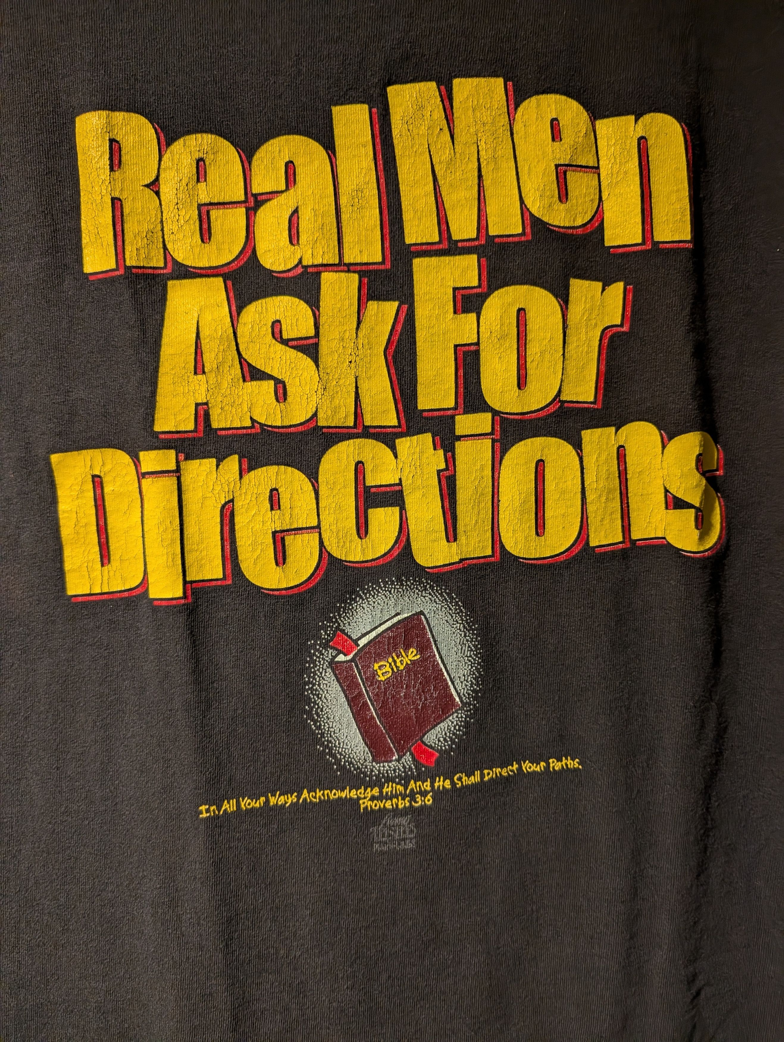 Arts & Science Vintage 90s Real Men Ask for Directions Jesus T-Shirt Size US L / EU 52-54 / 3 - 2 Thumbnail