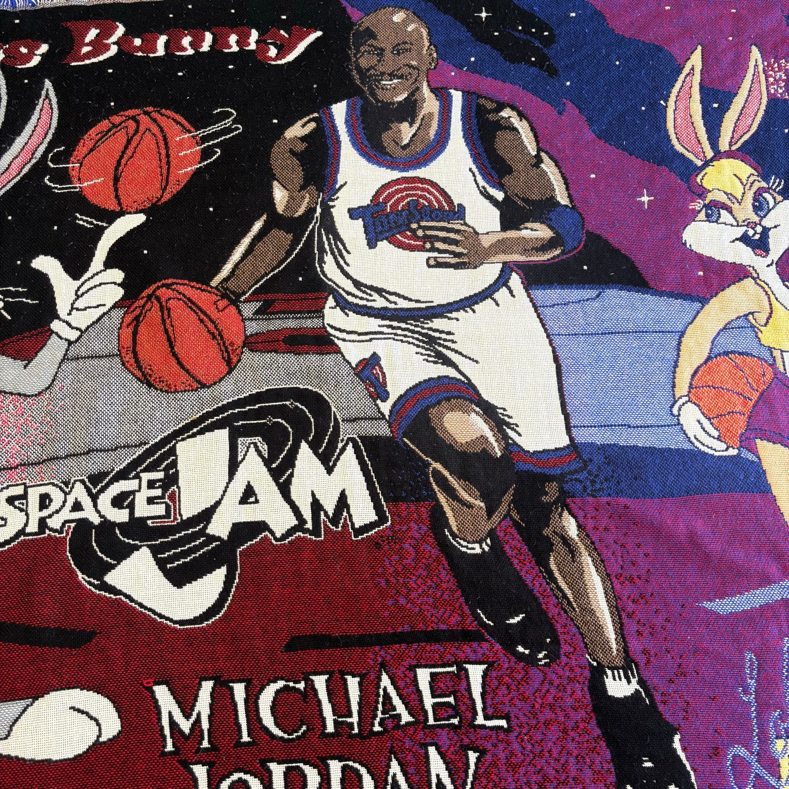Warner Bros Vintage Space Jam 1996 Bugs Bunny Michael Jordan Blanket Size ONE SIZE - 3 Thumbnail