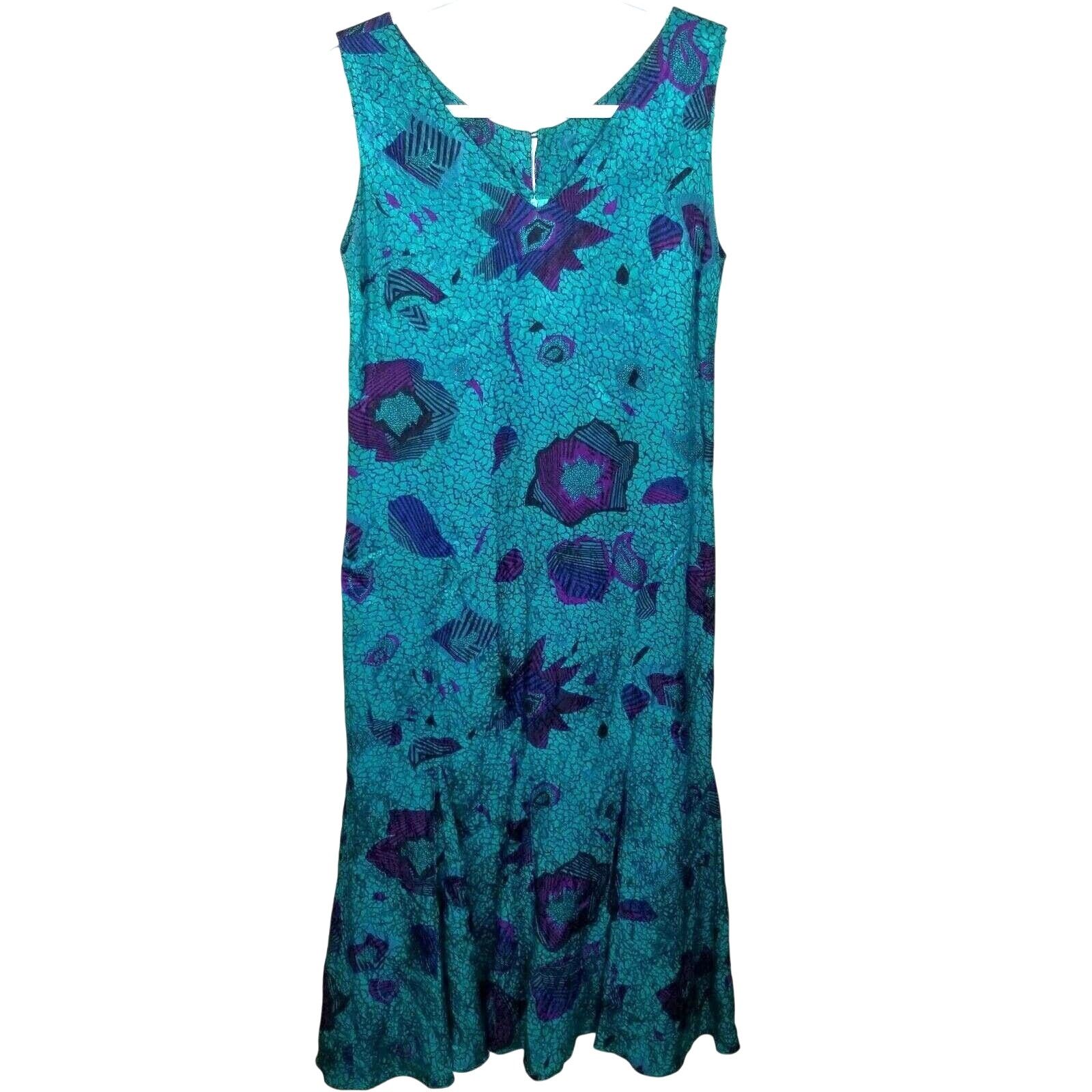 Vintage Vintage Nora Noh 100% Silk Floral Midi Dress Sz 4 Ruffle Hem Size S / US 4 / IT 40 - 1 Thumbnail