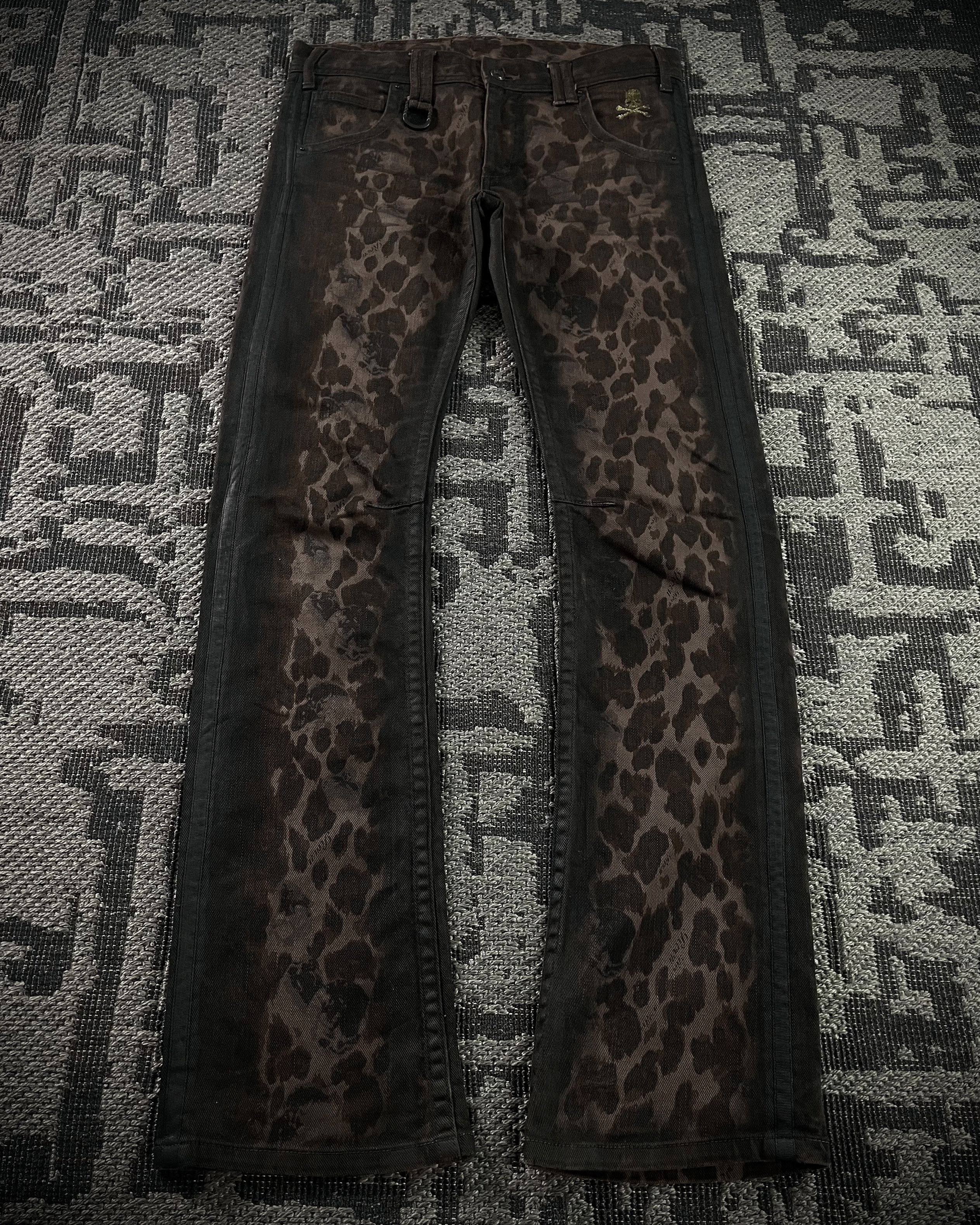 Roen Roen Leopard Waxed Jeans Size US 33 - 2 Thumbnail