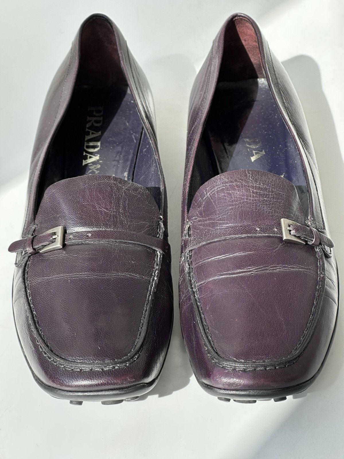 PRADA Bubble Sole Purple Leather Loafers 2000s Vintage shoes