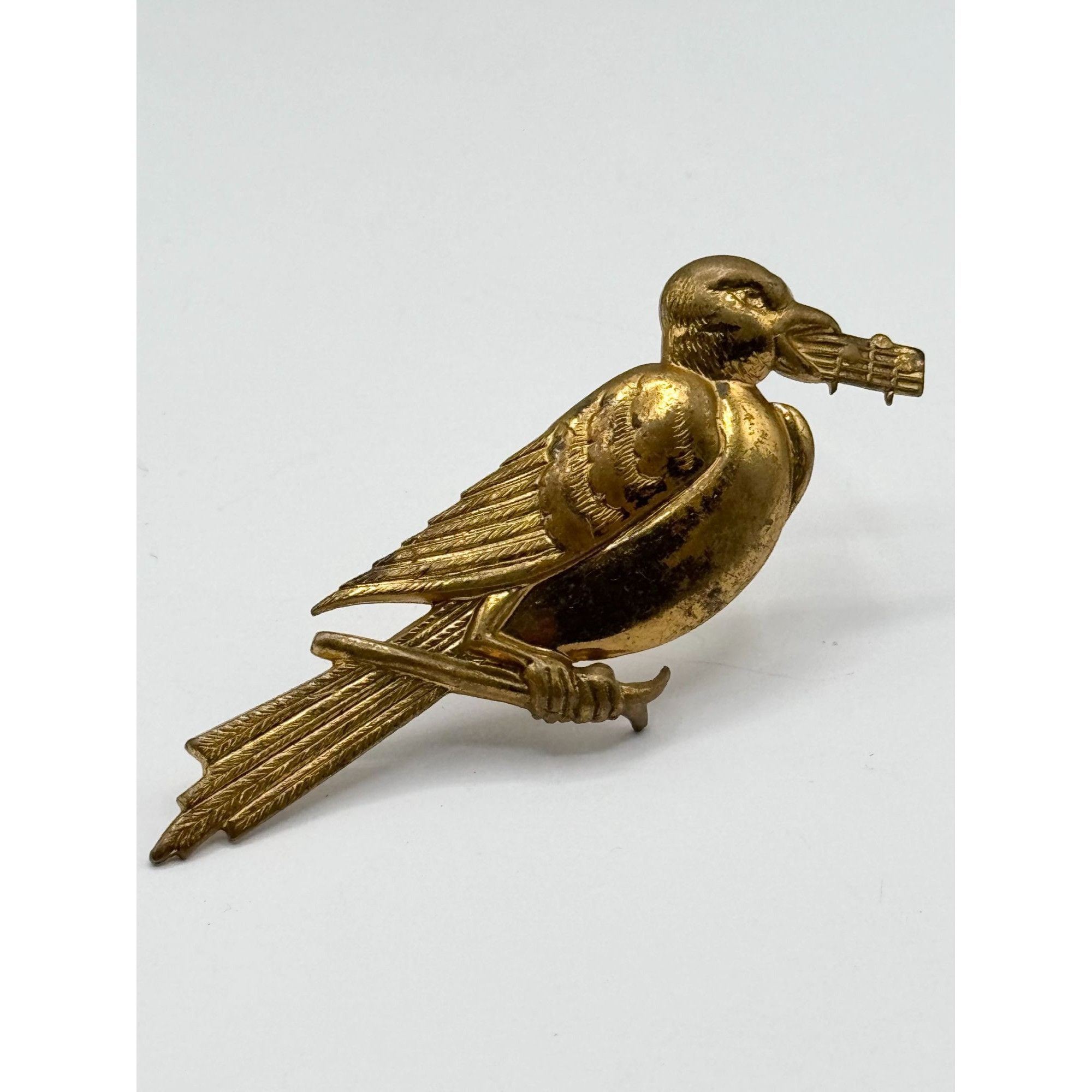 Vintage Estate singing bird metal brooch pin Size ONE SIZE - 1 Thumbnail