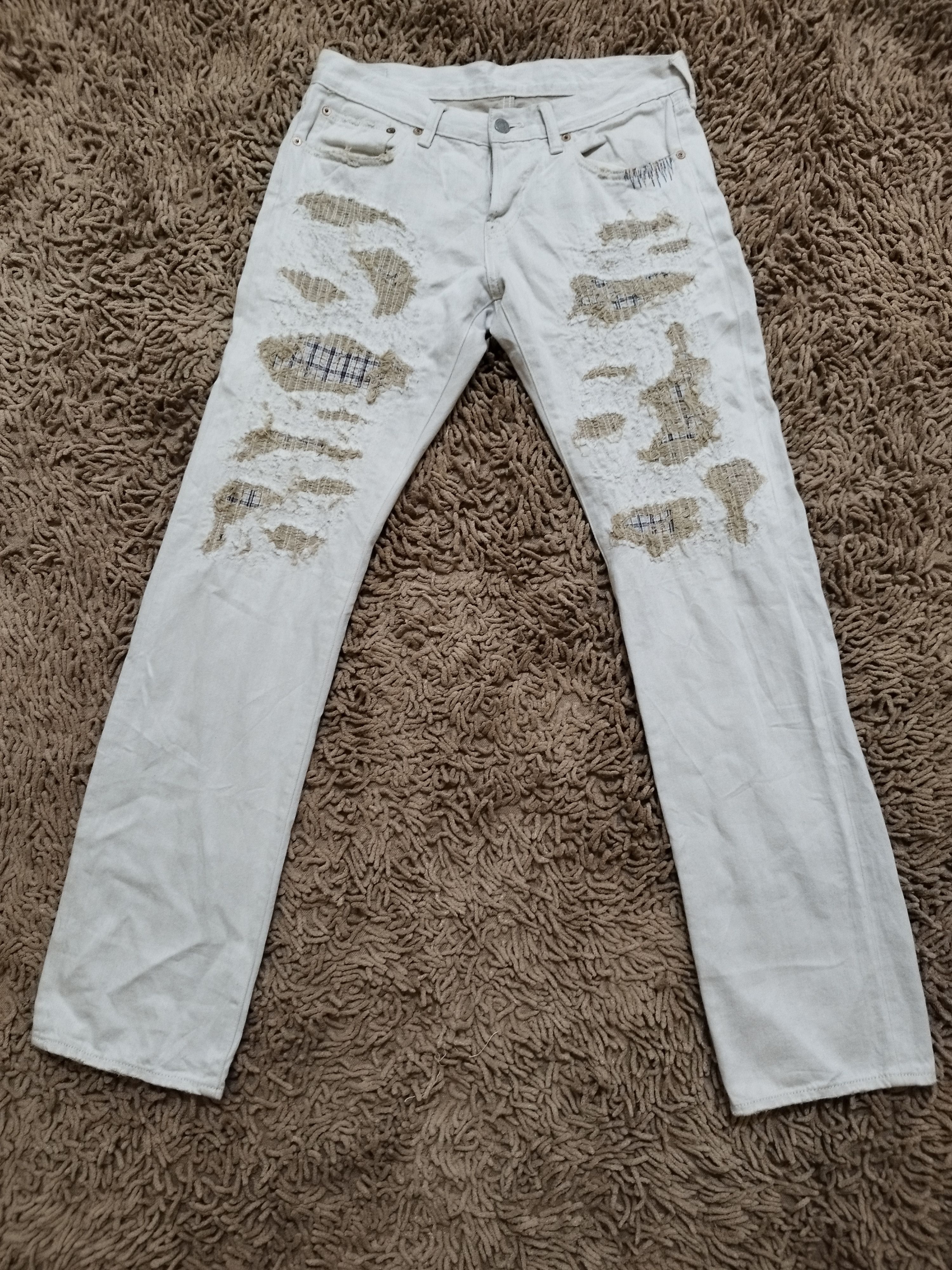 image of Avant Garde x Distressed Denim Eternal Jeans Distressed in Cream, Men's (Size 30)