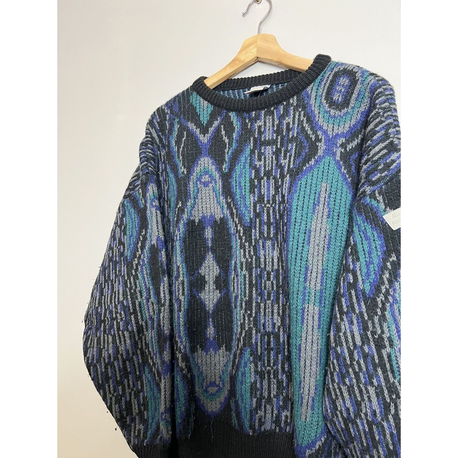 Puma × Vintage Rare Vintage 90s Adidas Puma Print Wool Knit Sweatshirt OG Size US L / EU 52-54 / 3 - 3 Thumbnail