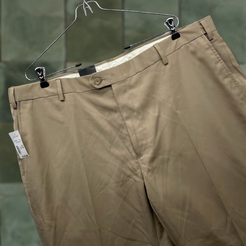 Jos A Bank Traveller Pants Mens 42x30 Tailored Fit Wrinkle Free Stain Resistant Dress Pants Regular Beige Mens