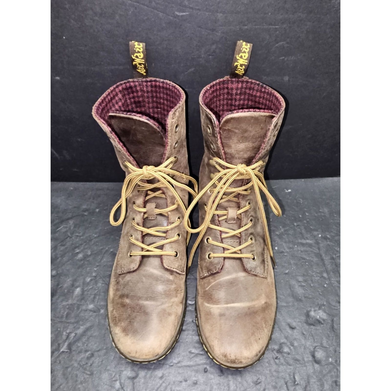 Dr. Martens VINTAGE Dr Martens Tehani Lace Up Brown Leather Combat Boots Tartan Plaid Lined Size 8 Womens 90s Punk Casual Shoes Size US 8 / IT 38 - 2 Thumbnail