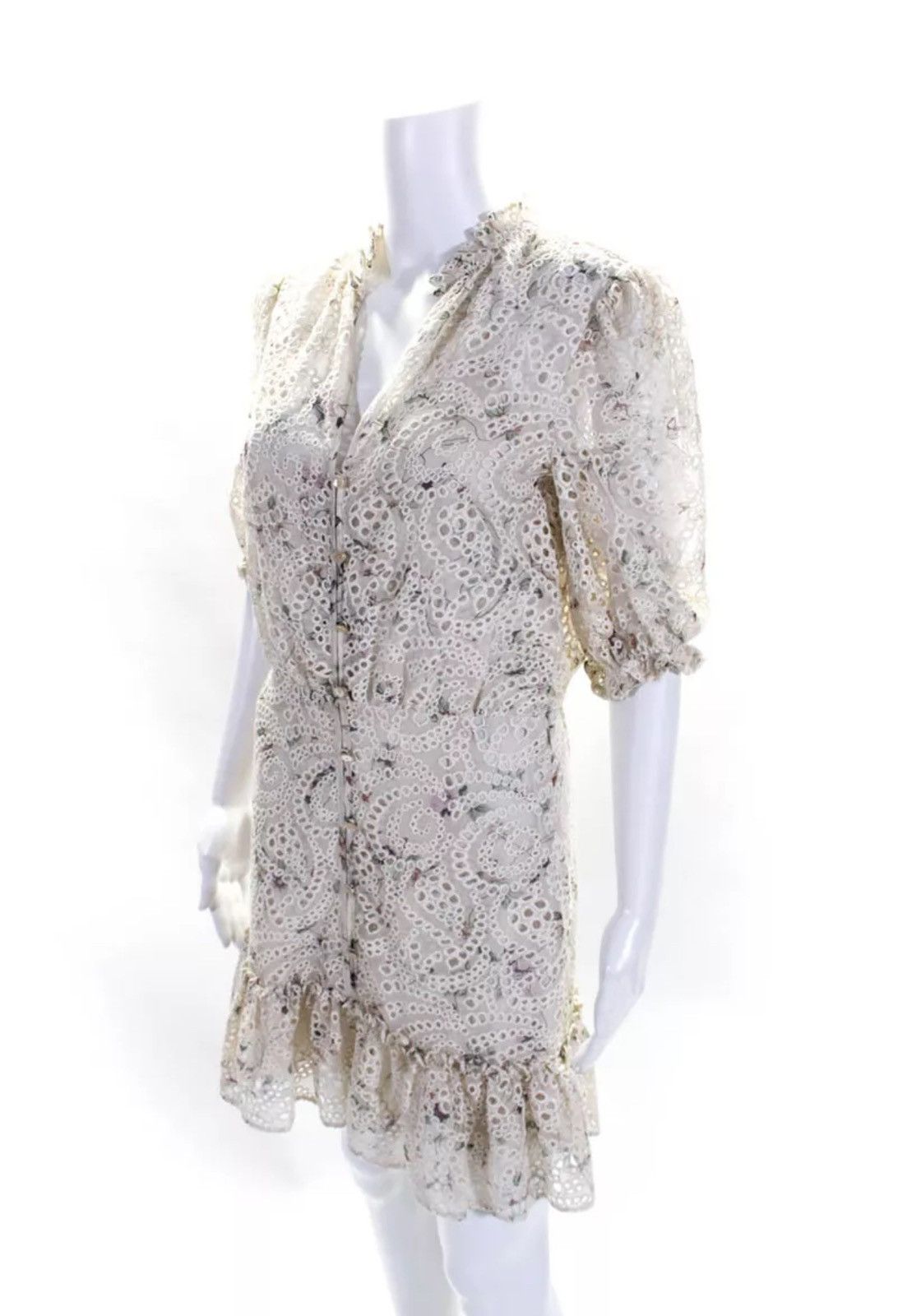Veronica Beard Veronica Beard JAX EYELET PUFF SLEEVE MINI DRESS IN IVORY Size XS / US 0-2 / IT 36-38 - 12 Thumbnail