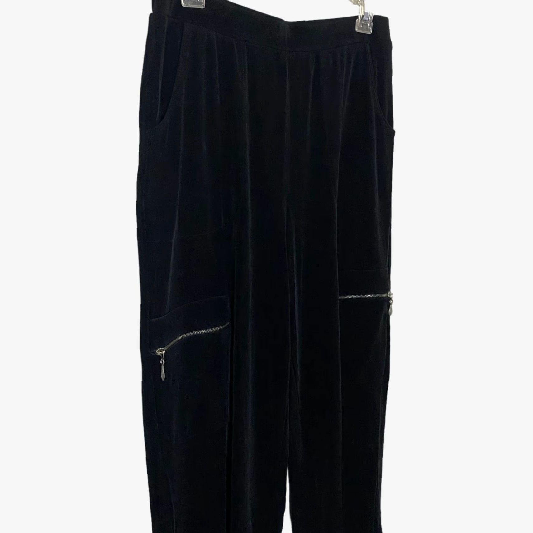 Vintage CHICO'S Travelers Comfort Fit Wide-Leg Pants Black Cropped Stretch Zip Pockets Womens 2 Beach Size 26" / US 2 / IT 38 - 4 Thumbnail