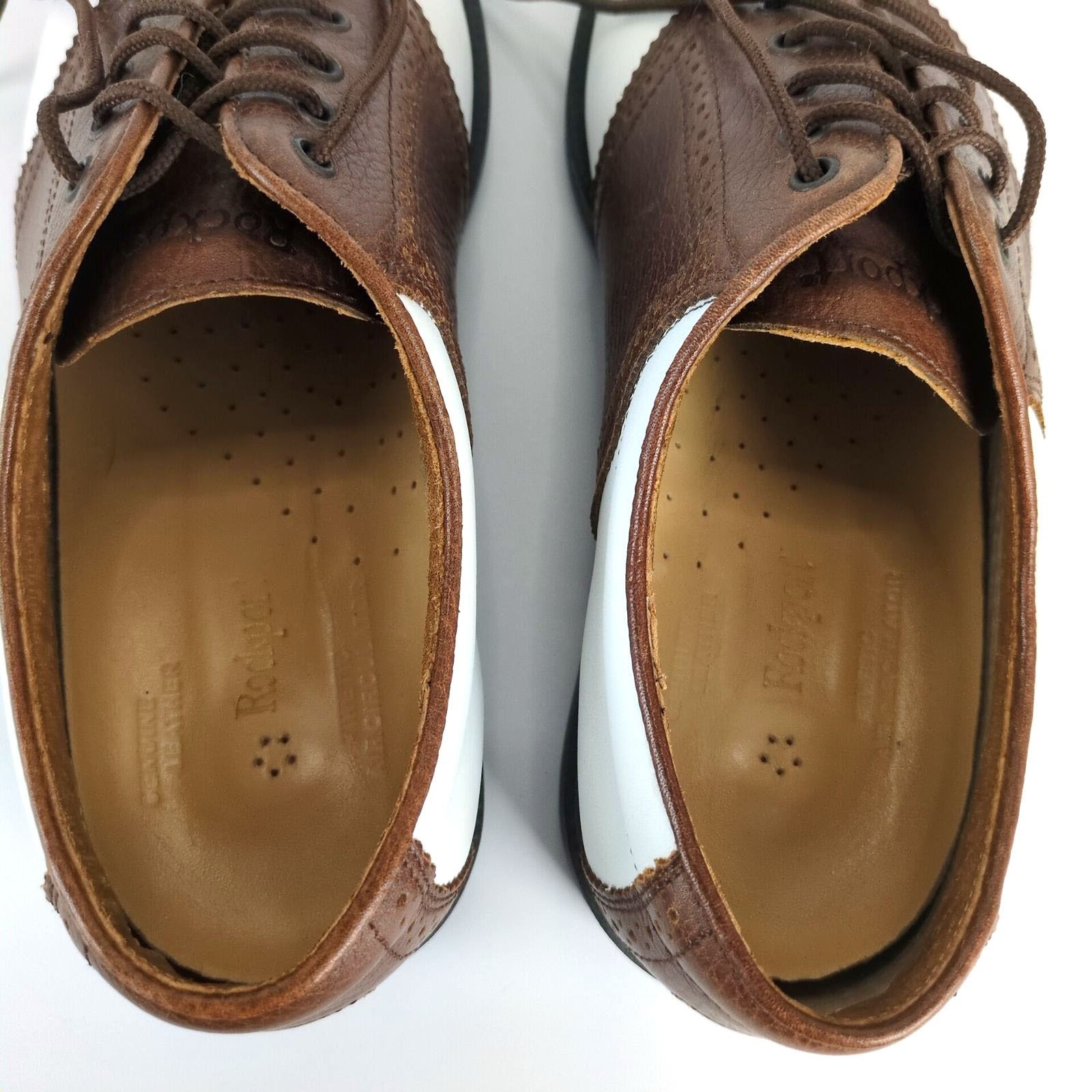 Rockport Rockport Men's 9W Brown & White Leather Saddle Golf Shoes Size US 9 / EU 42 - 6 Thumbnail