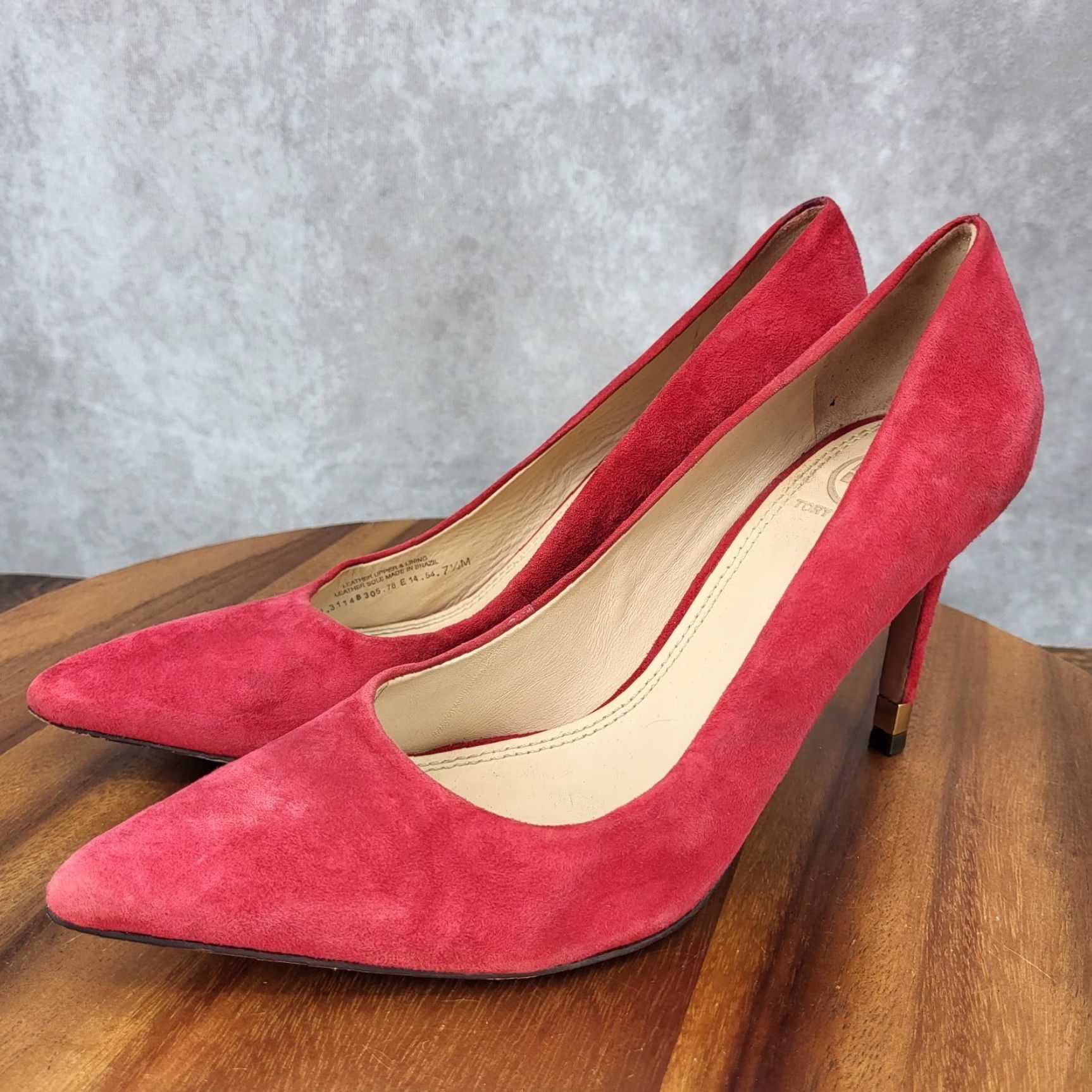 Tory Burch Tory Burch Pump Heels Womens Size 7.5 Red Suede Leather Pointed Toe Stiletto Size US 8 / IT 38 - 7 Thumbnail