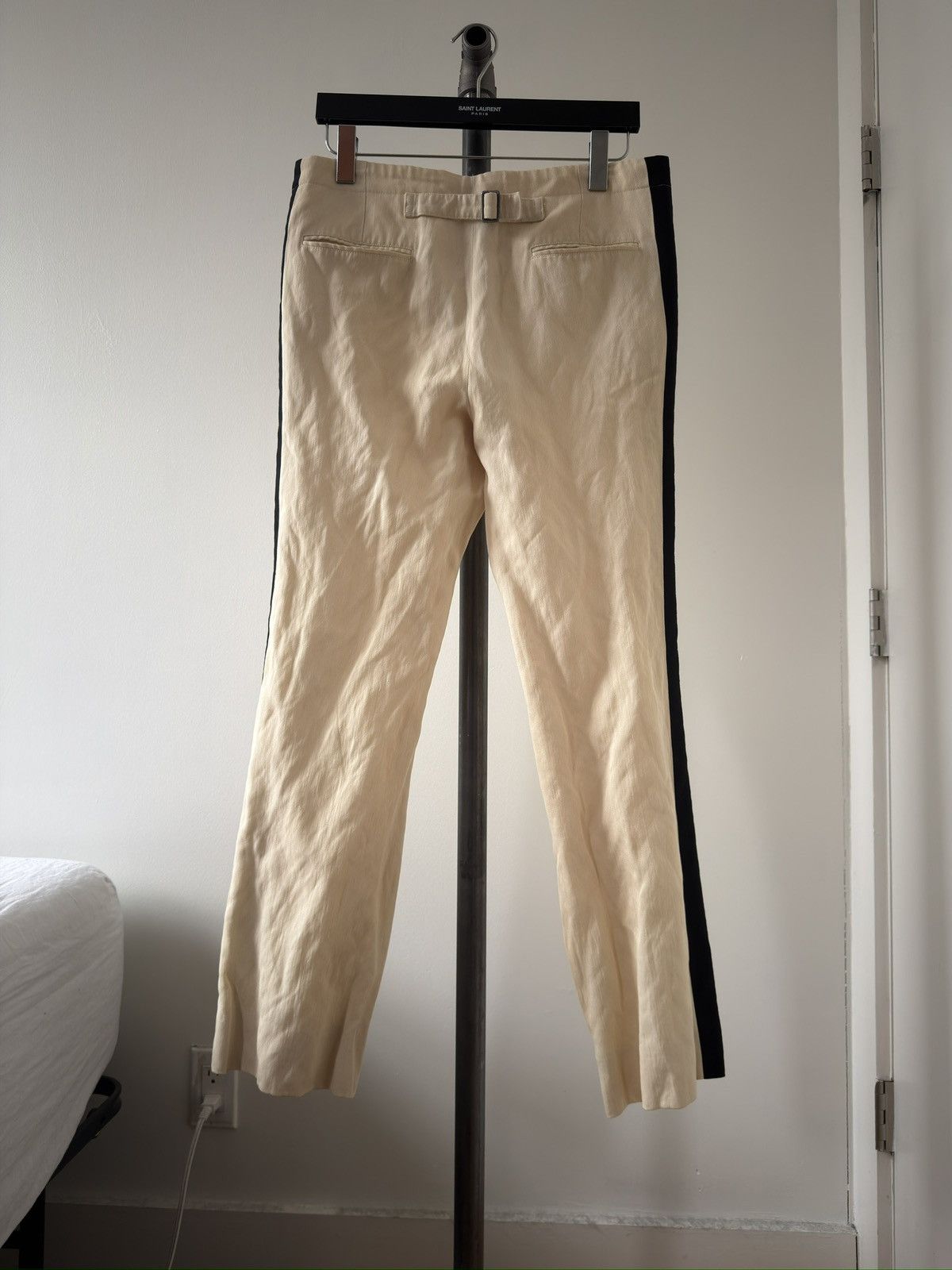 Ann Demeulemeester ‘00s Metal-Blend Tuxedo Trousers Size US 39 - 2 Thumbnail