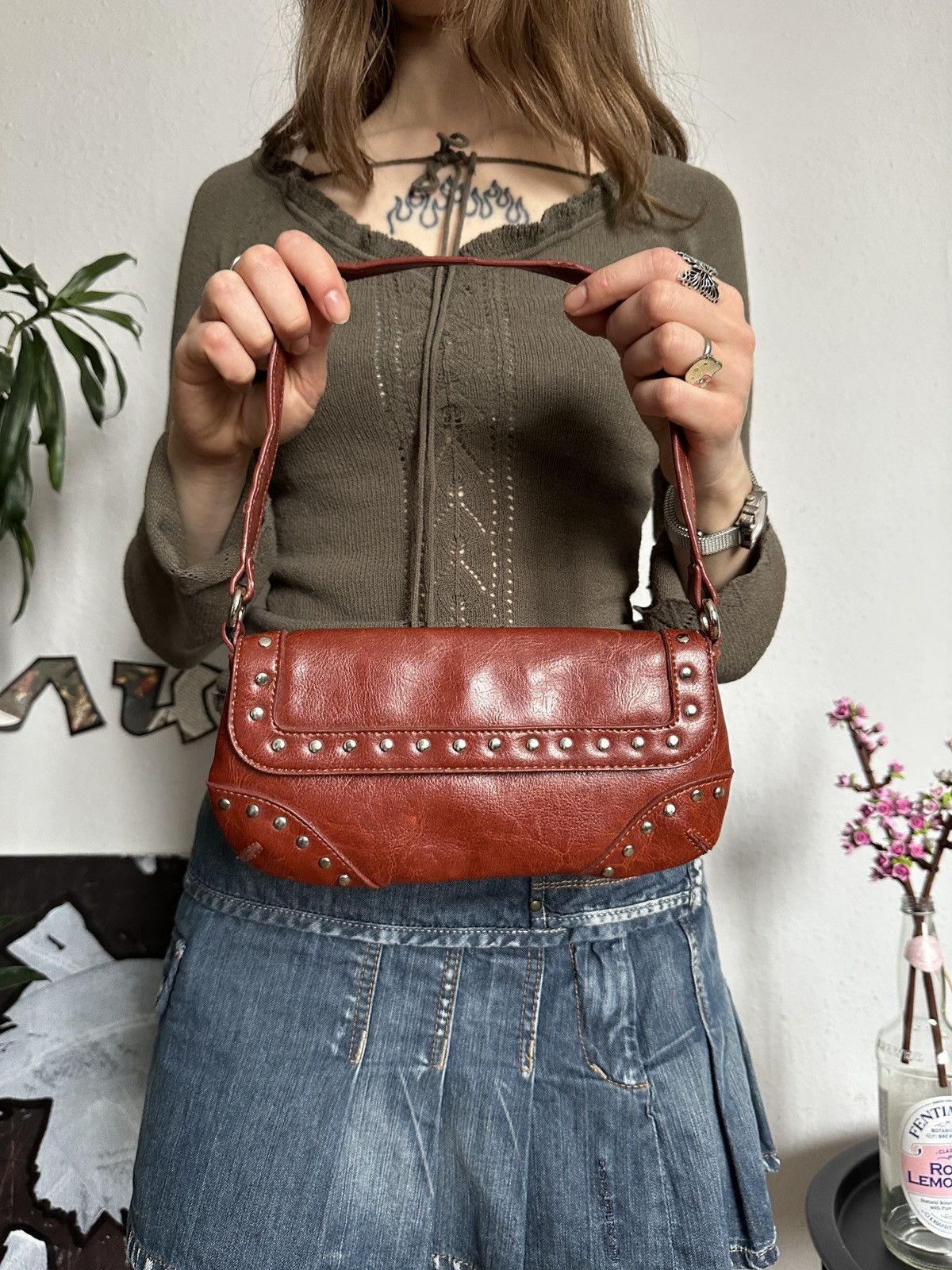 Japanese Brand × Seditionaries Micro Purse Baguette Studs Faux Leather Mini Bag y2k Size ONE SIZE - 3 Thumbnail