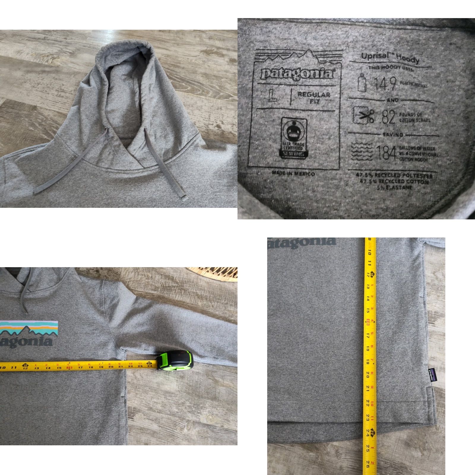 Patagonia Patagonia Hoodie Womens Large Gray Pastel P-6 Logo Uprisal Hoody Sweatshirt Size L / US 10 / IT 46 - 8 Thumbnail