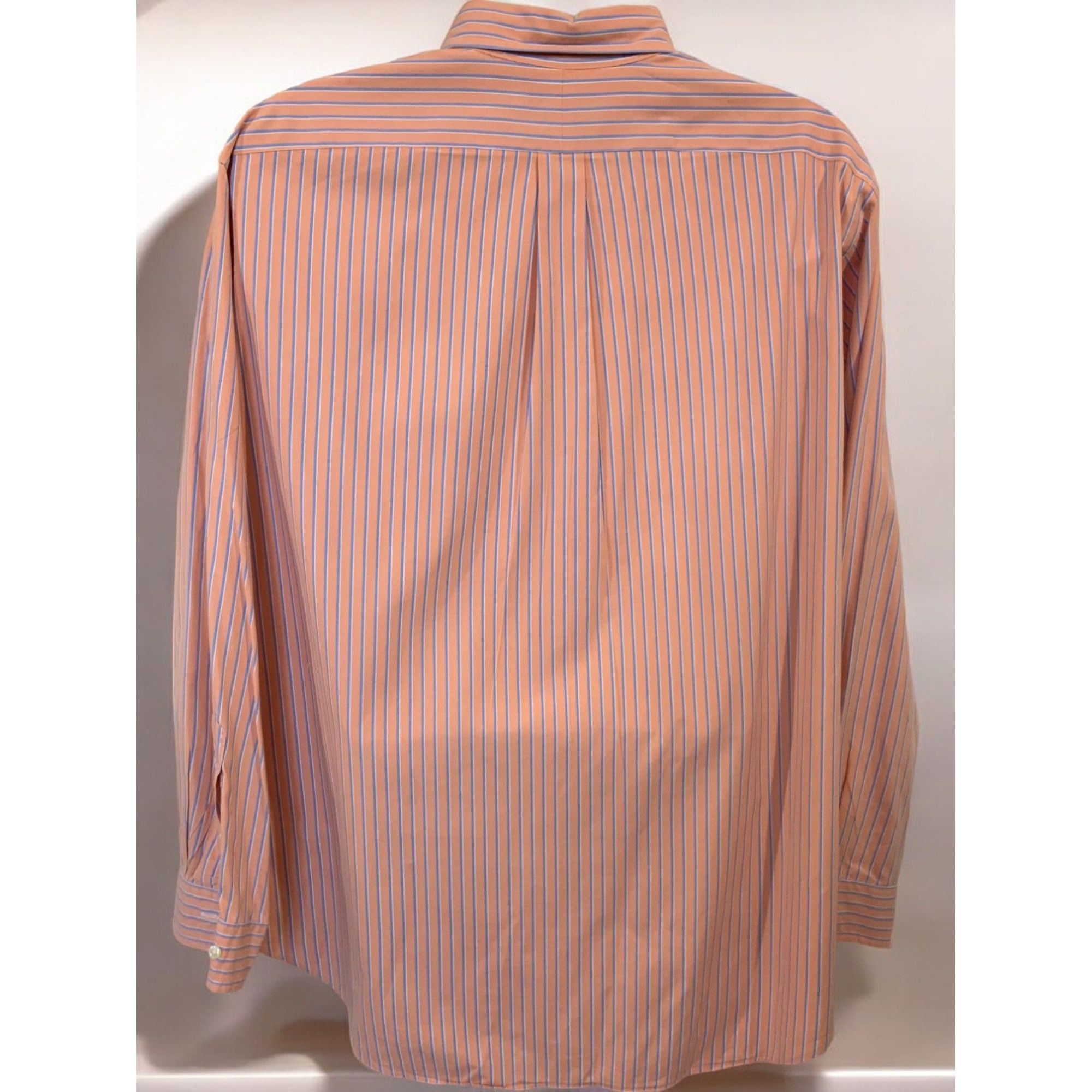 Polo Ralph Lauren Ralph Lauren Mens Classic Fit Coral Blue Striped Shirt XL Size US XL / EU 56 / 4 - 3 Thumbnail