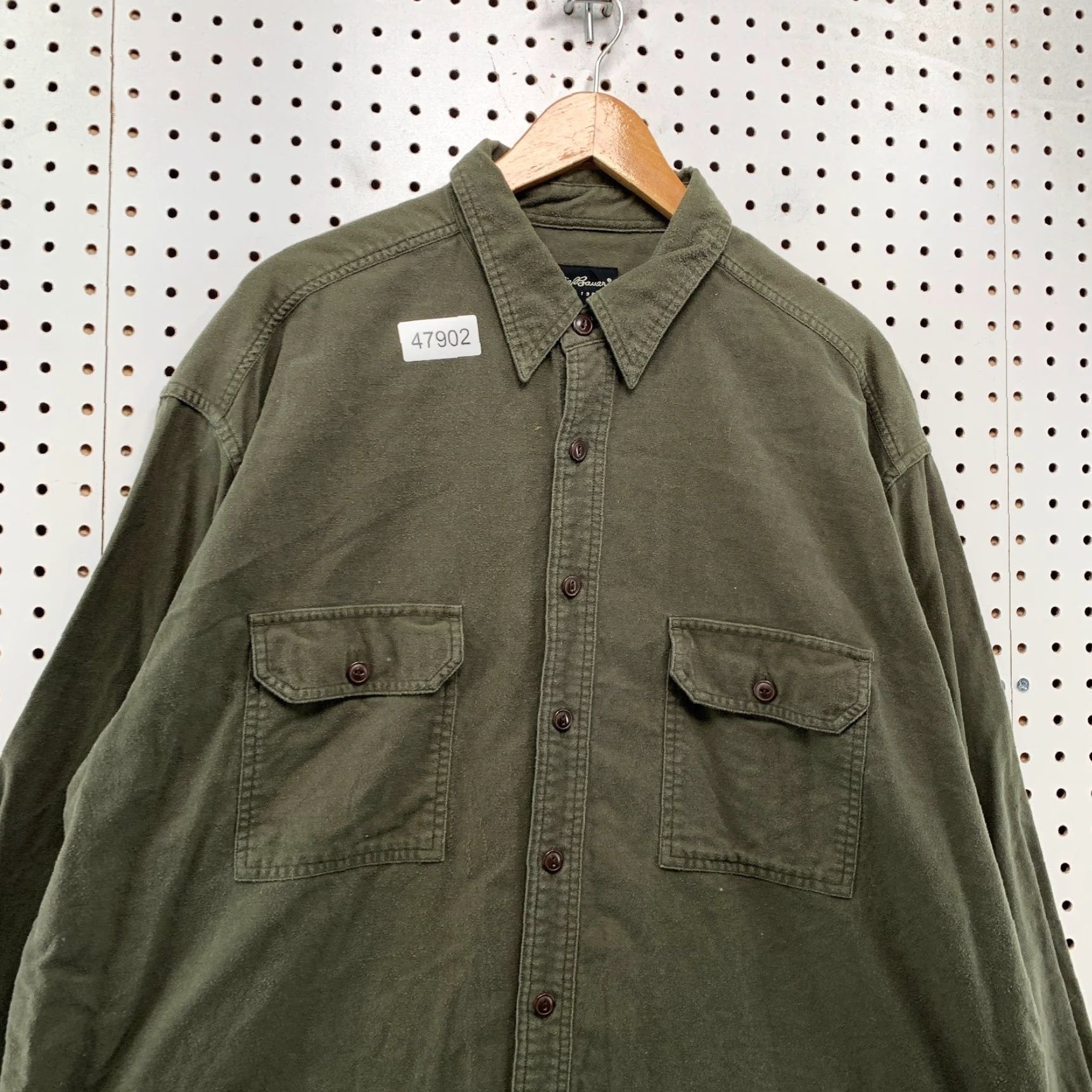 Eddie Bauer Eddie Bauer Button-Up Shirt Mens XLT Olive Green Long Sleeve Chamois Button-Down Collar Big & Tall Size US XL / EU 56 / 4 - 7 Thumbnail