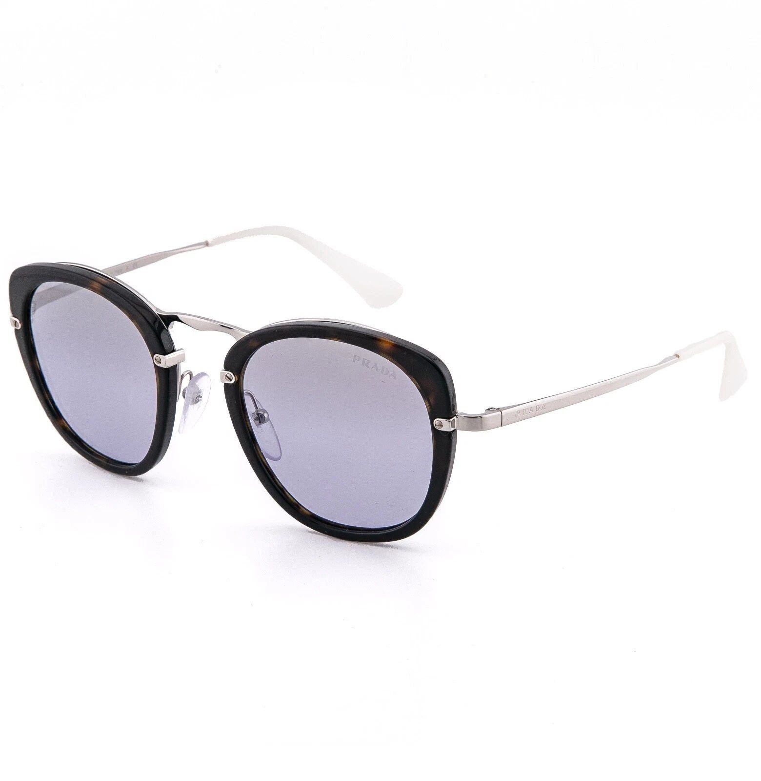 Prada PRADA 58U PR58US Oval Metal Silver Havana Sunglasses 58US Size ONE SIZE - 5 Thumbnail